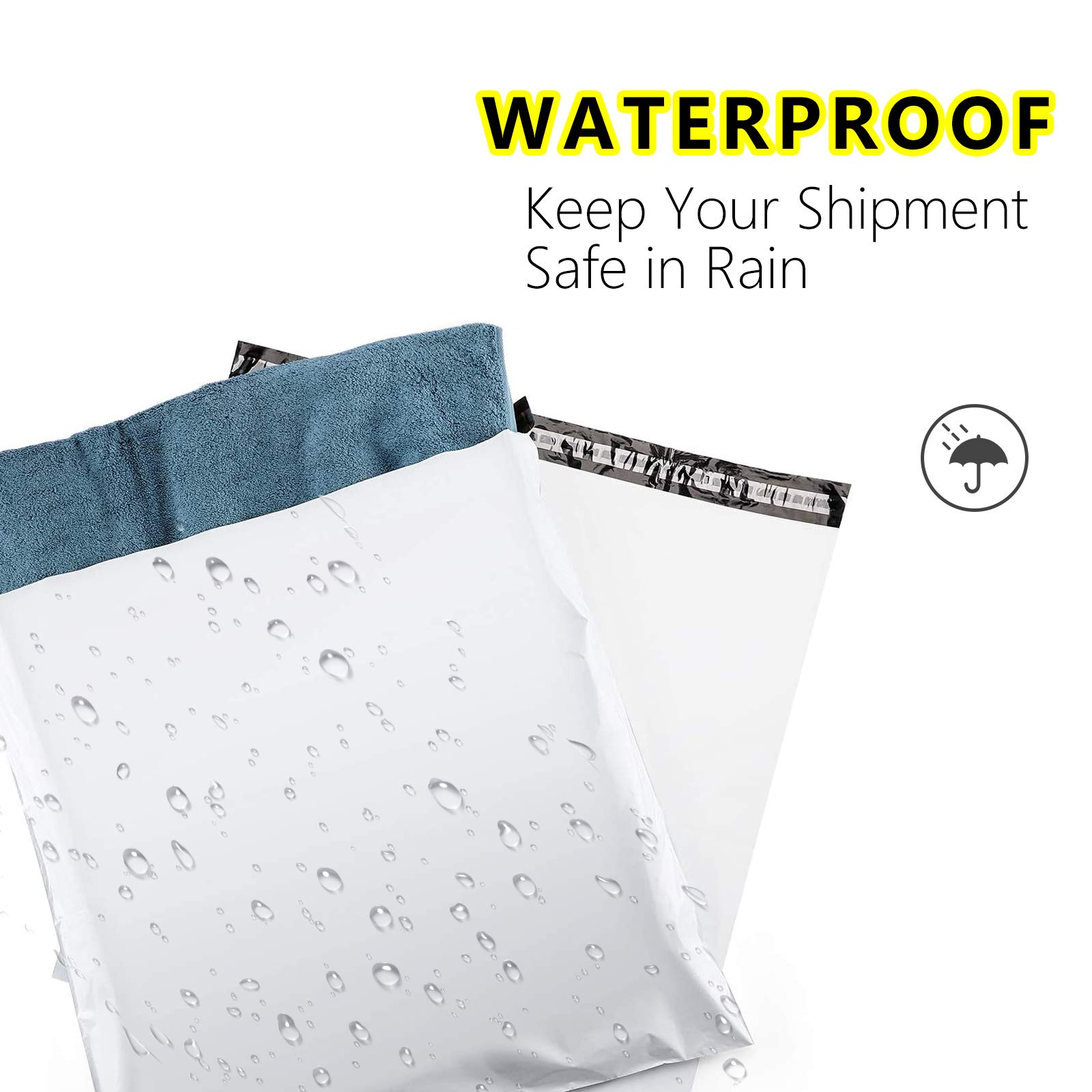 100 PCS 7.5 X 10.5 Inch White Poly Mailer Envelopes - 2.5 Mil Self Adhesive Waterproof Tear-Proof Shipping Bags for Ecommerce, Online Stores, Amazon FBA and USPS Mailing (#2)