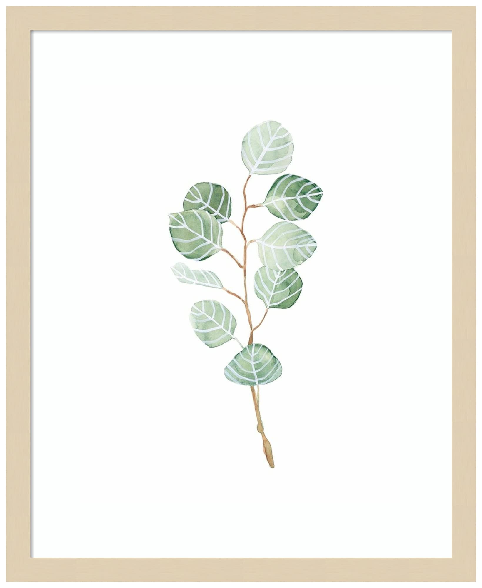 Emma Scarvey Soft Eucalyptus Branch III Wood Framed Wall Art Print - 17x21 Inches, Natural Svelte Frame - Botanical Home Decor for Living Room, Bedroom & Office