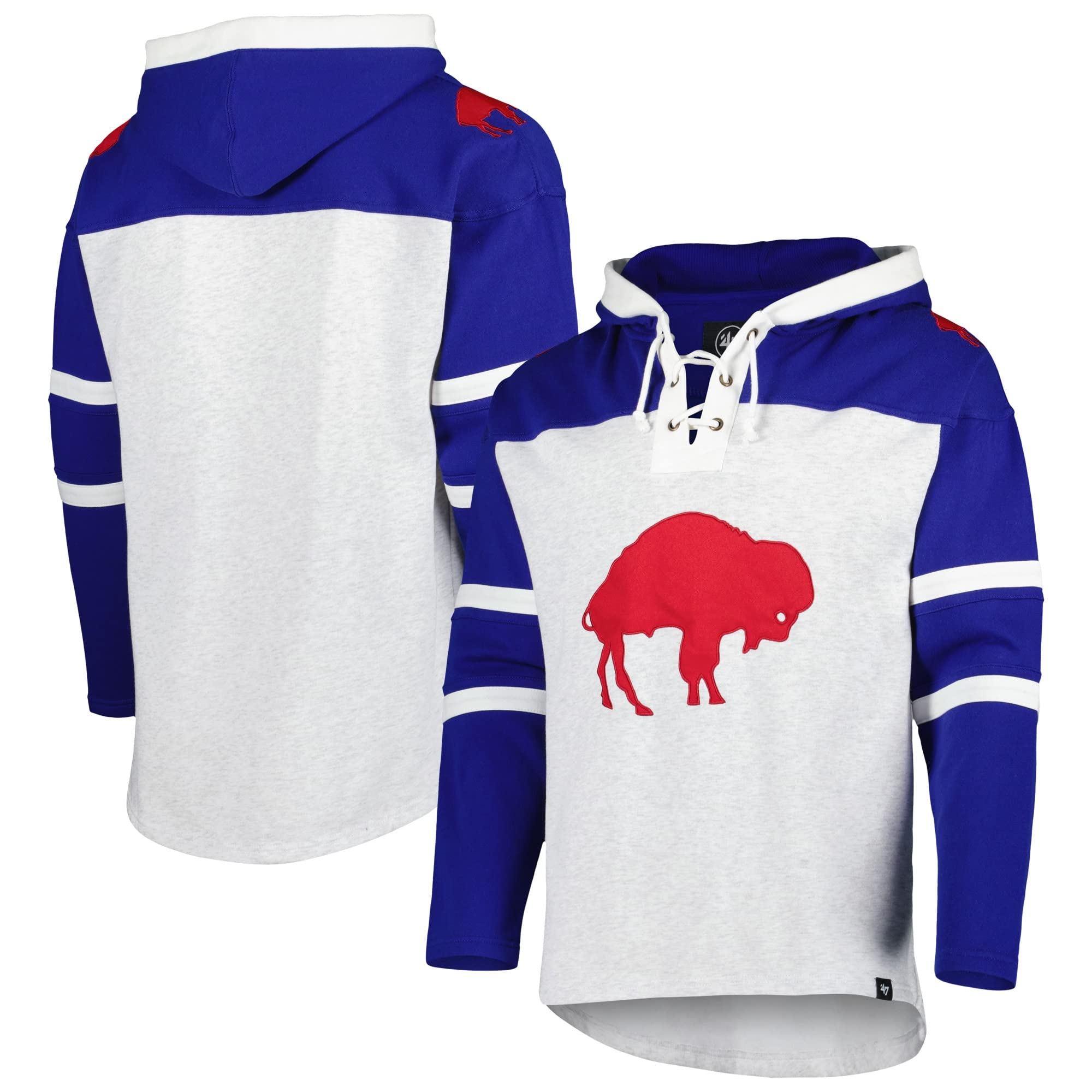 47 Men's NFL Historic Logo Gridiron Lace-Up Pullover Hoodie - Vintage Football Sweatshirt for Game Day, Tailgating & Casual Wear