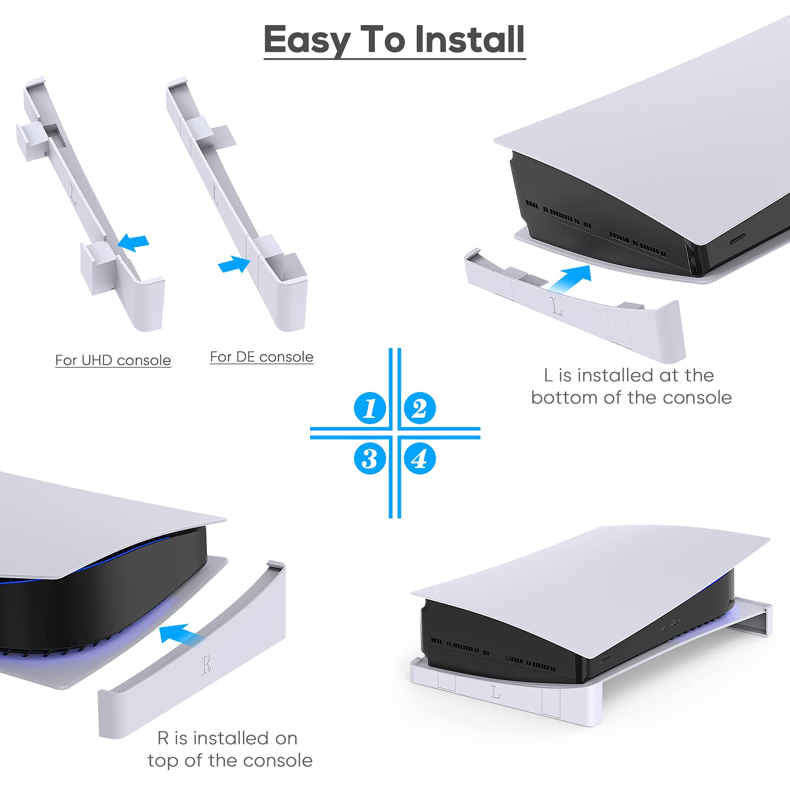 MENEEA PS5 Horizontal Stand - Compatible with PlayStation 5 Disc & Digital Edition | Durable Cooling Base for PS5 Console Accessories | Perfect for Gaming Setup & Entertainment Centers