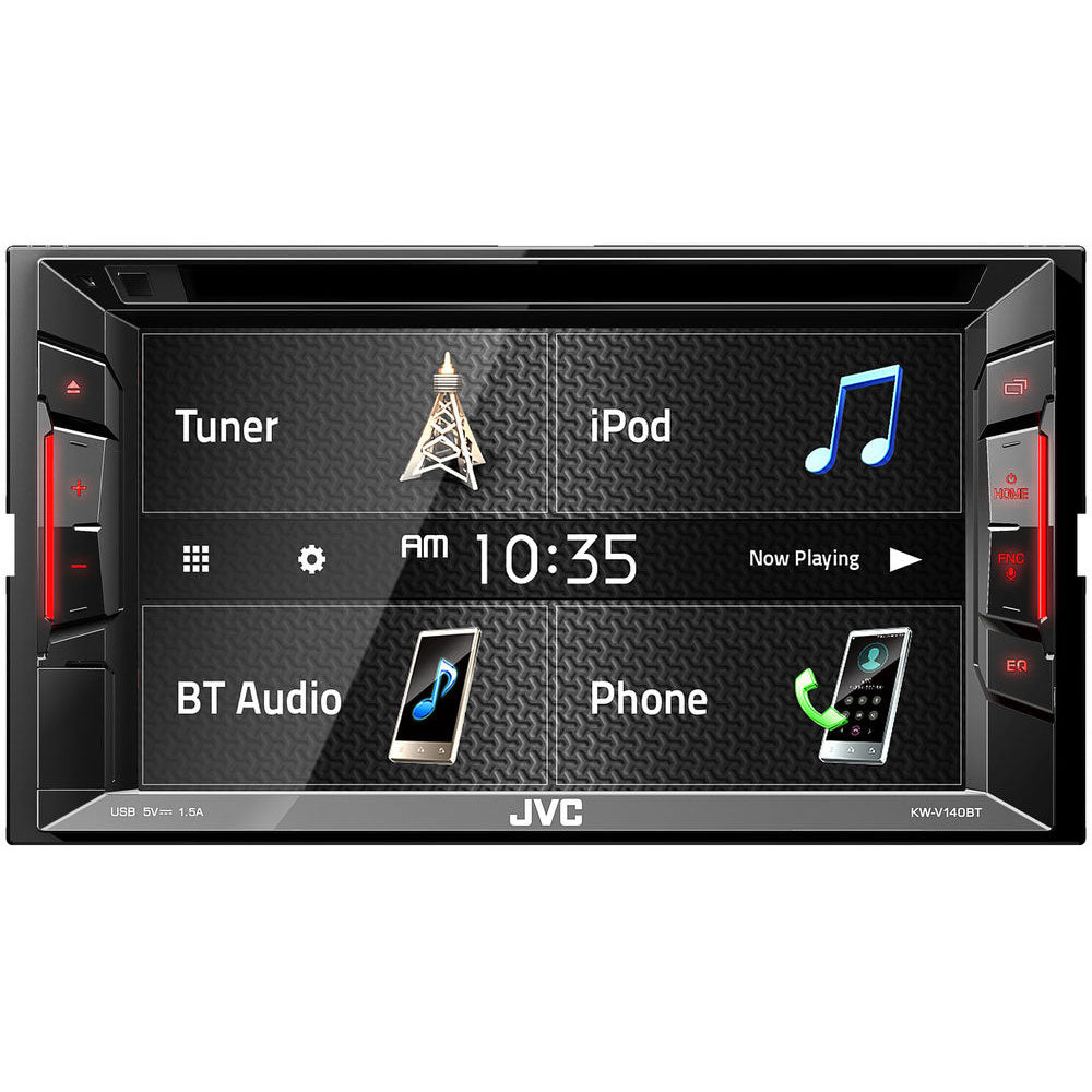JVC KW-V140BT Double DIN Car Stereo with Bluetooth, Apple CarPlay, Android Auto - Perfect for Hands-Free Calling & Music Streaming in Your Vehicle