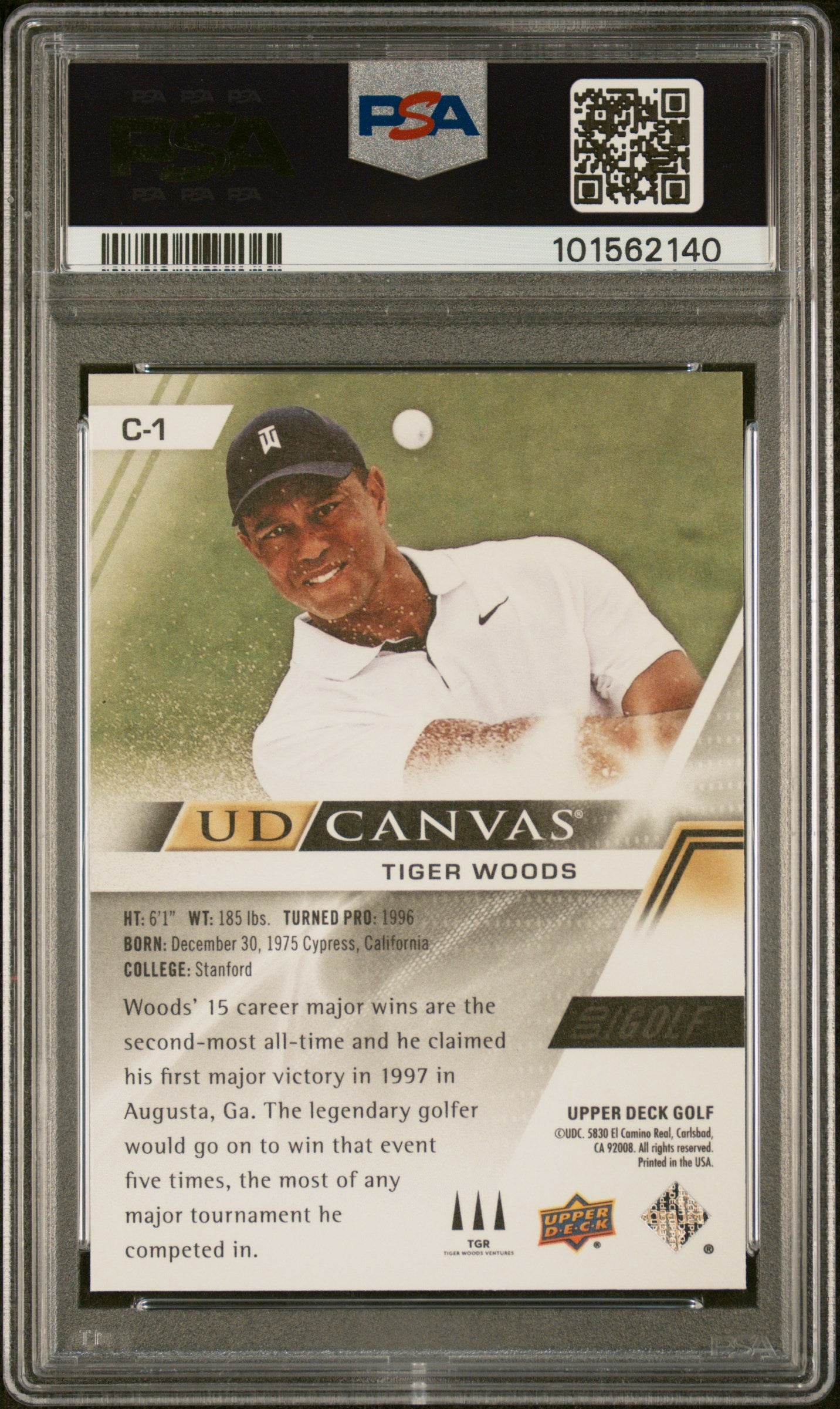 2024 Upper Deck Golf UD Canvas Tiger Woods Black #C1 PSA 10 Gem Mint - Rare Collectible Trading Card for Sports Memorabilia & Investment - Perfect for Display, Gifts, and Card Collections