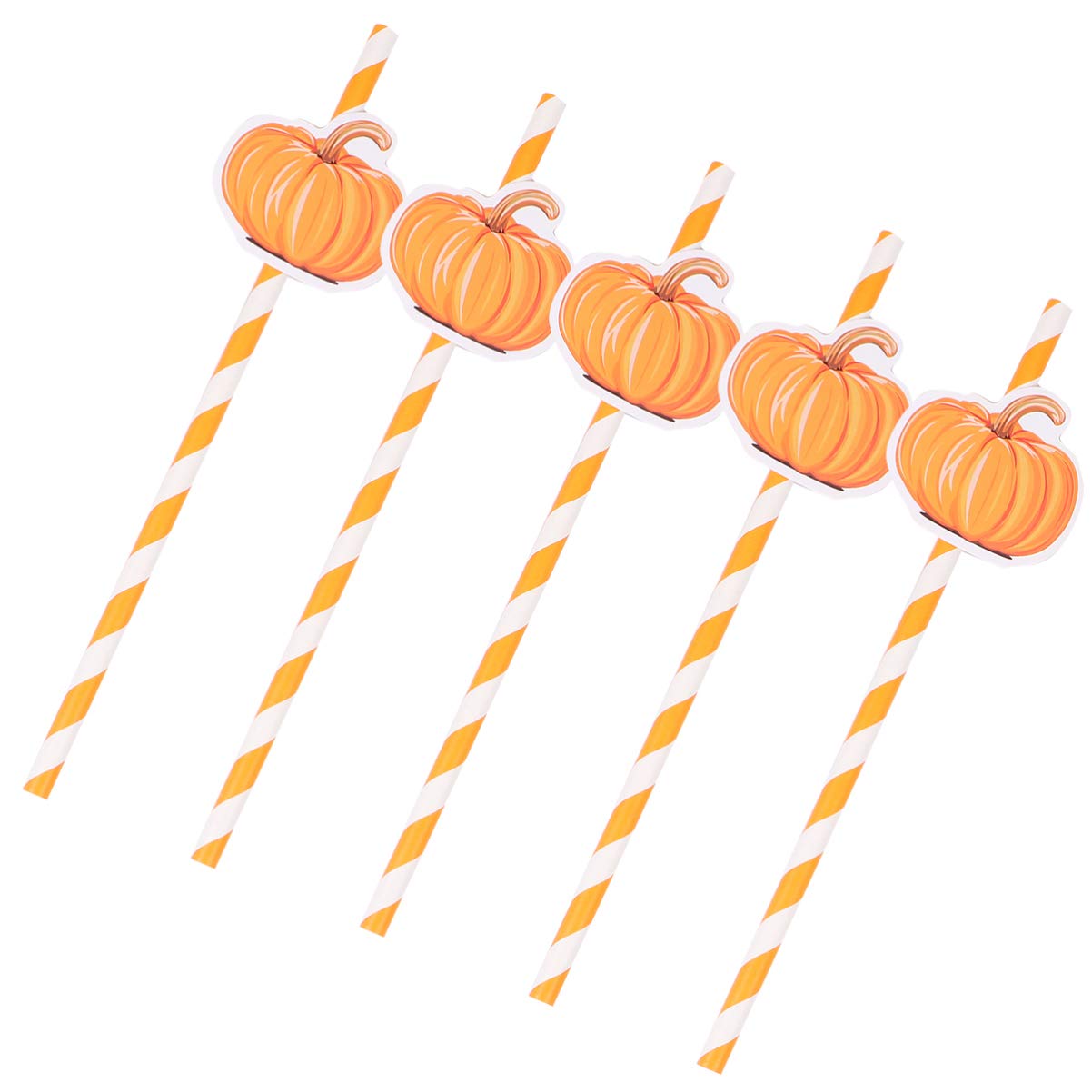 80pcs Halloween Paper Straws - Biodegradable Pumpkin Pattern Drinking Straws for Halloween Party, Orange Wedding Decorations & Fall Celebrations | Eco-Friendly Party Supplies for Halloween, Thanksgiving & Autumn Events