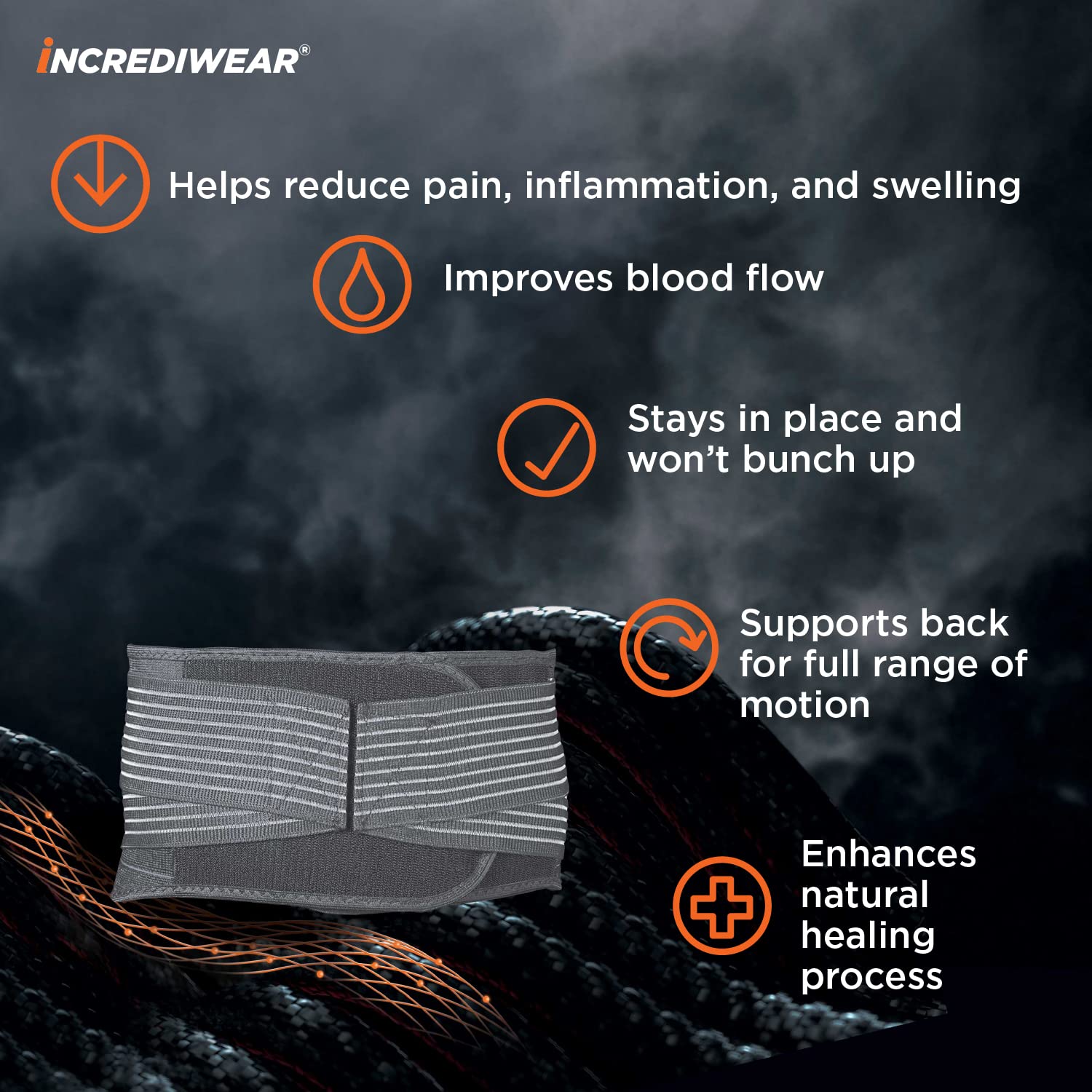 Incrediwear Back Brace for Lower Back Pain Relief - Adjustable Lumbar Support for Sciatica, Herniated Disc & Muscle Pain - X-Large Size - Ideal for Work, Sports & Daily Activities