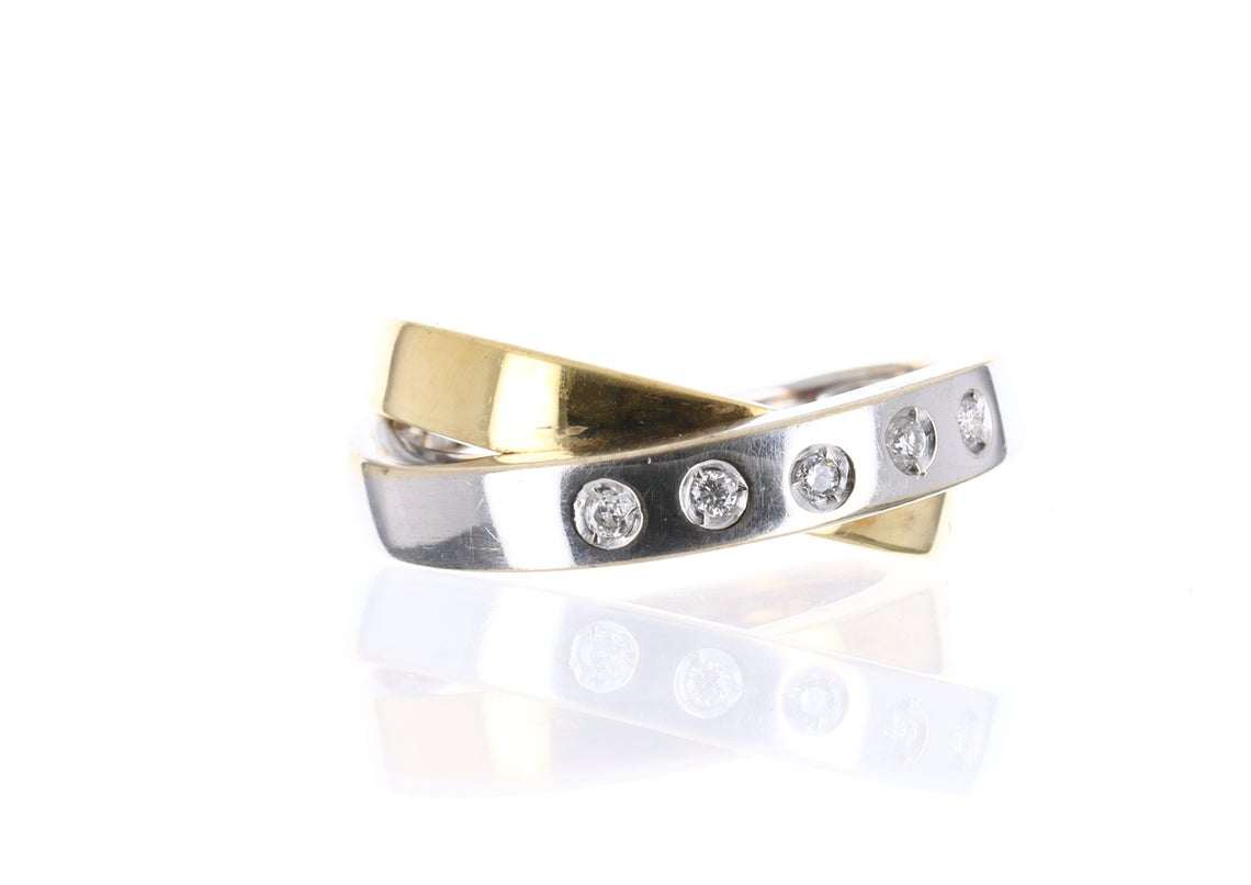 18K Gold Two-Tone Modern Diamond Love Knot Ring for Women - Elegant Jewelry Gift for Anniversary, Valentine's Day & Special Occasions