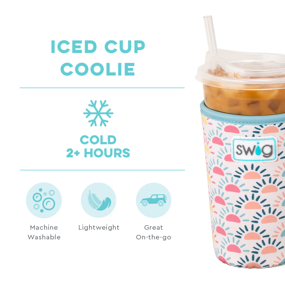 Sun Chaser Medium Iced Cup Coolie - Insulated Sleeve for 20oz Tumblers - Perfect for Iced Coffee, Smoothies & Cold Drinks at Home, Office or Travel