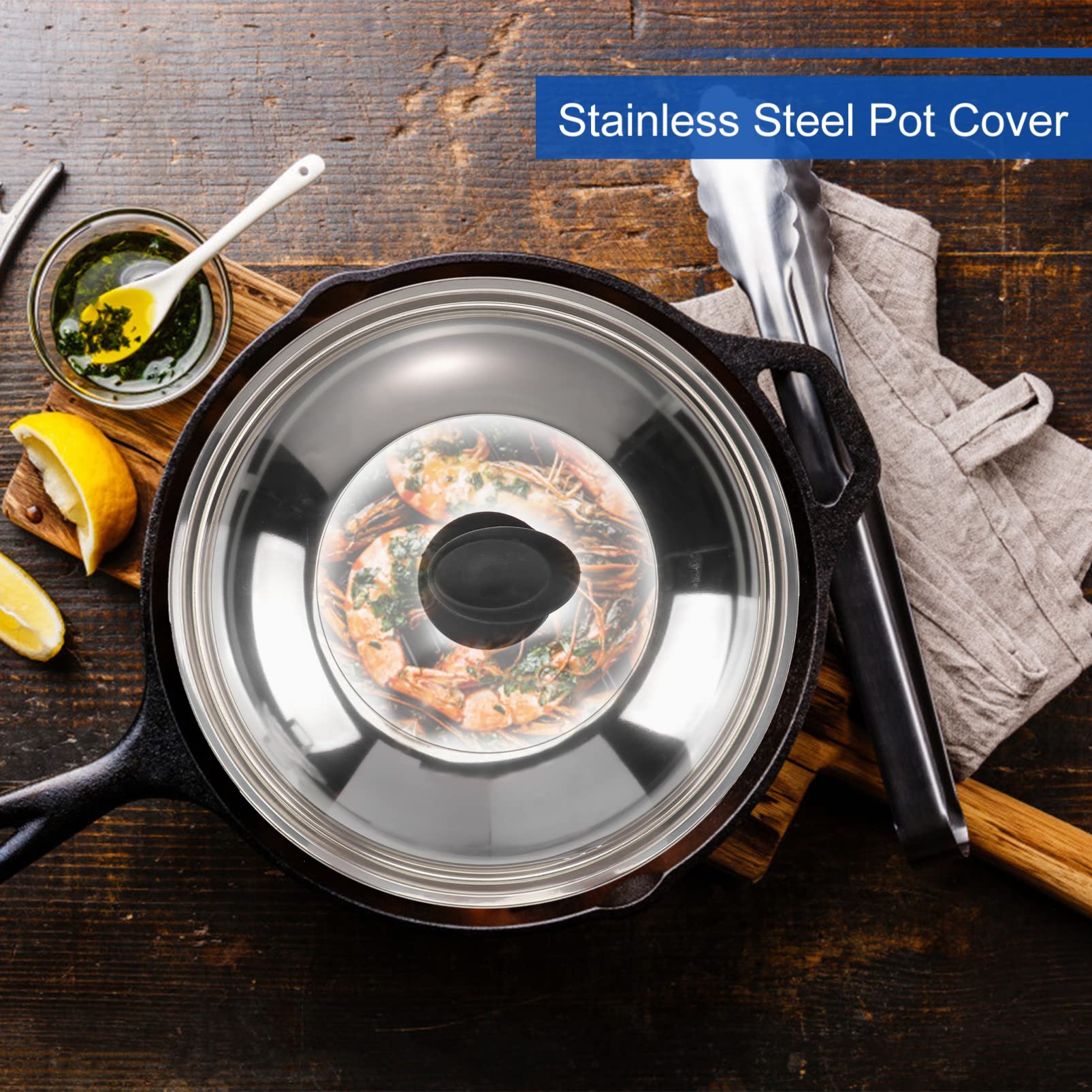 Stainless Steel Pot Cover - Oil Splash Guard for Cooking, Frying & Boiling - Heat-Resistant Kitchen Lid for Safe & Clean Stovetop Use - Perfect for Pans, Skillets & Stock Pots