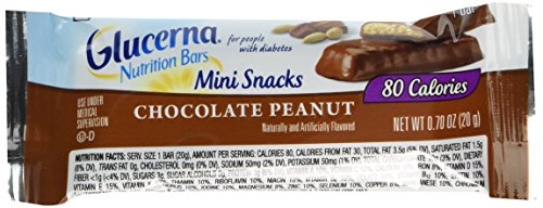 Glucerna Mini Nutrition Bars - Chocolate Peanut Flavor, 6 Pack (0.7oz/20g Each) | Diabetic-Friendly Snacks for On-the-Go Energy & Blood Sugar Management