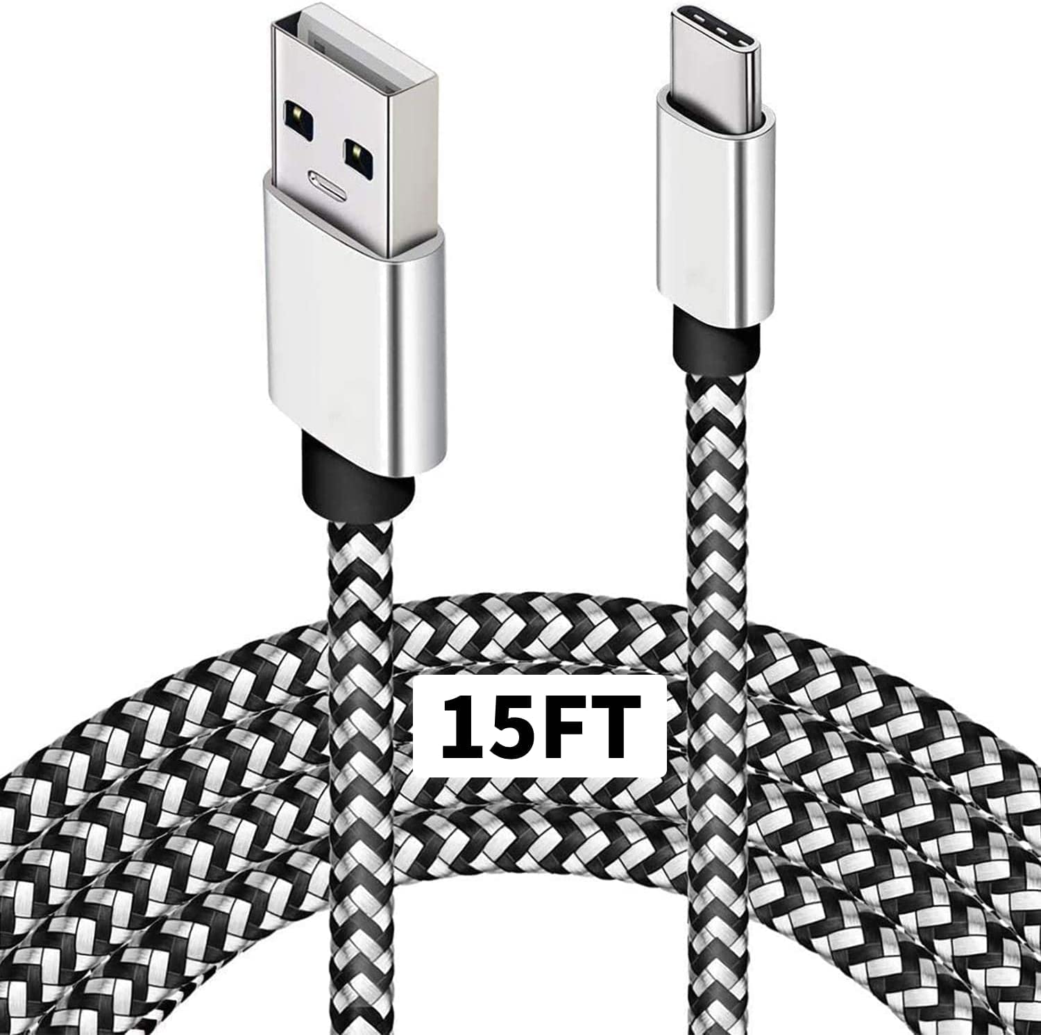 **DEEGO 15FT USB A to Type C Charger Cable - Fast Charging & Durable Braided Cord for Google Pixel 4 XL, Samsung S10/S9/S8, Galaxy Note 10, LG V30, Nintendo Switch & MacBook - Perfect for Home, Office & Travel**