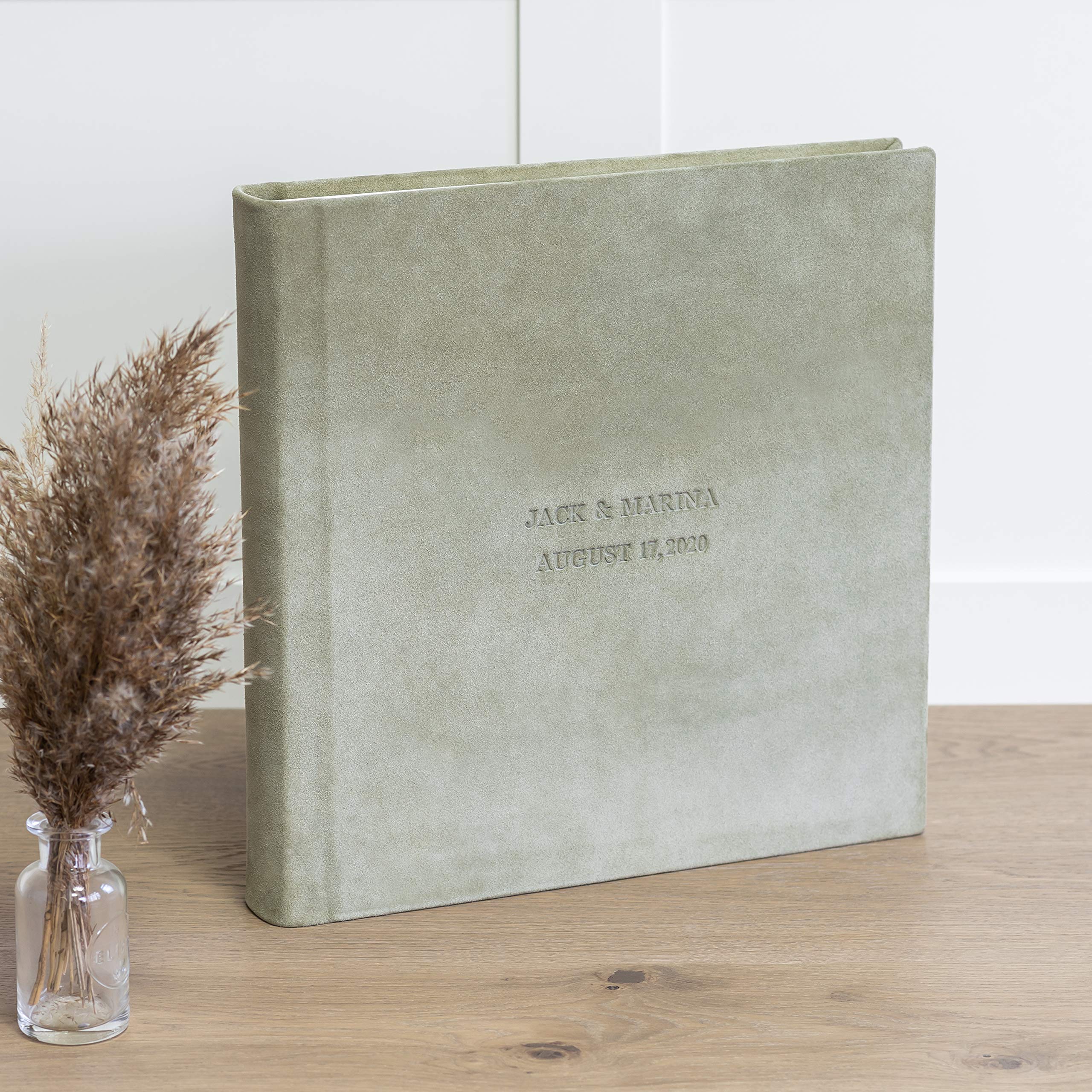 Personalized Suede Leather Wedding Photo Album - Custom Embossed Names, Travel Scrapbook, Family Memory Book for Anniversaries, Gifts & Home Decor