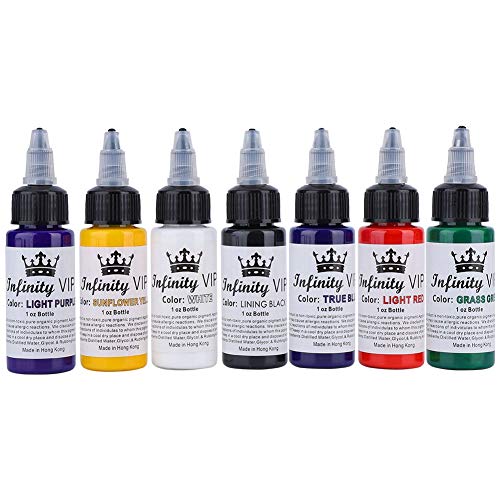 7 Colors Semi-Permanent Tattoo Ink Set - Long Lasting Eyeliner, Eyebrow & Lip Tattoo Pigment - Professional Body Art Makeup for Cosmetology & Permanent Makeup Artists