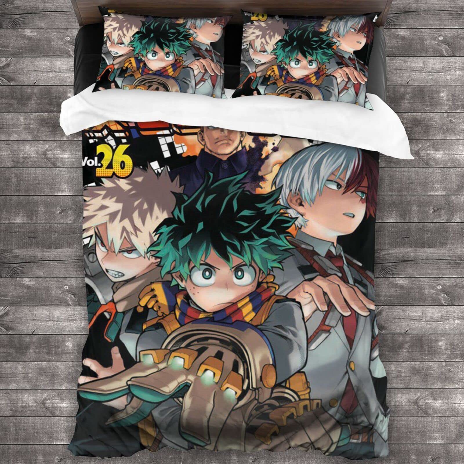 My Hero Academia 3-Piece Anime Duvet Cover Set - Lightweight & Breathable Twin Size 86x70 - Perfect for Kids & Boys Bedroom Decor | Anime Themed Bedding for Fans