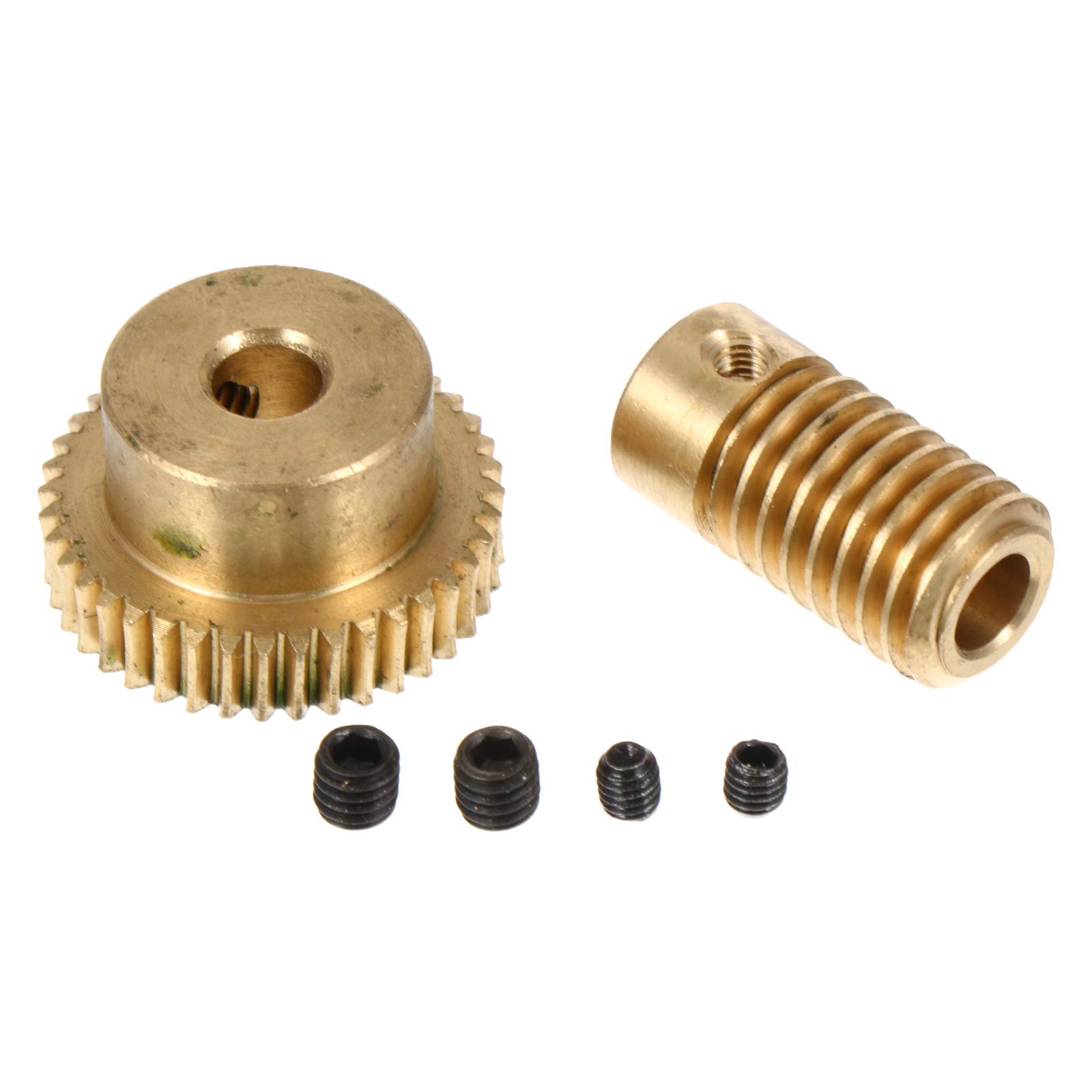2 Pcs 40 Teeth Copper Gear Wheel with 5mm Hole Dia Shaft - Worm Gear Set for Gearbox Repair, Robotics & DIY Mechanical Projects