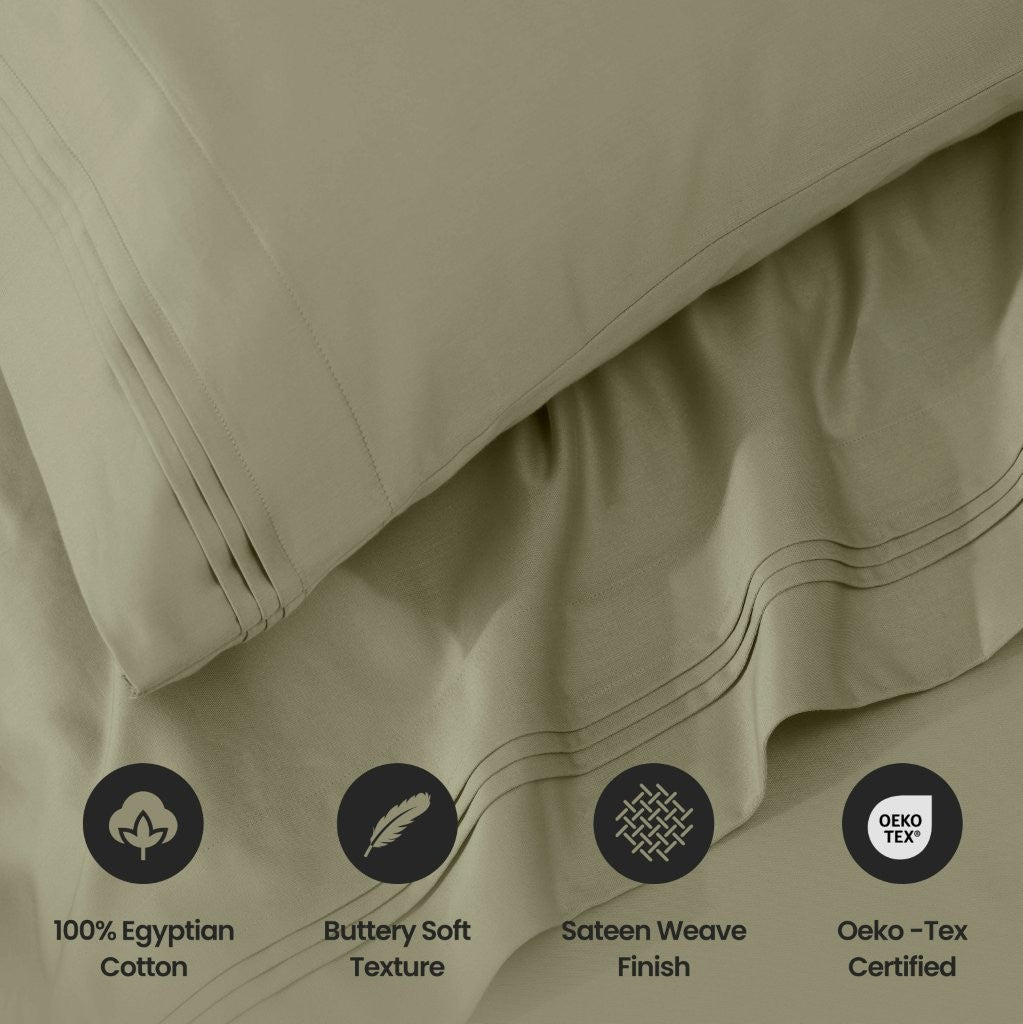 1000 Thread Count Egyptian Cotton Bed Sheet Set - Super Soft Luxury Sheets for Olympic Queen Size Bed - Perfect for Home, Hotel & Guest Room Comfort