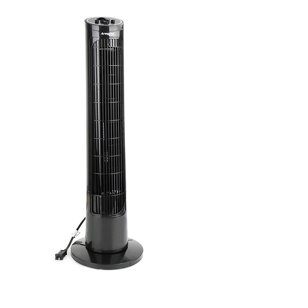 Topteng 32 Inch Quiet Oscillating Tower Fan with 120° Wide Angle, 3-Speed Settings & Timer - Perfect for Bedroom, Home Office, and Indoor Cooling | Black