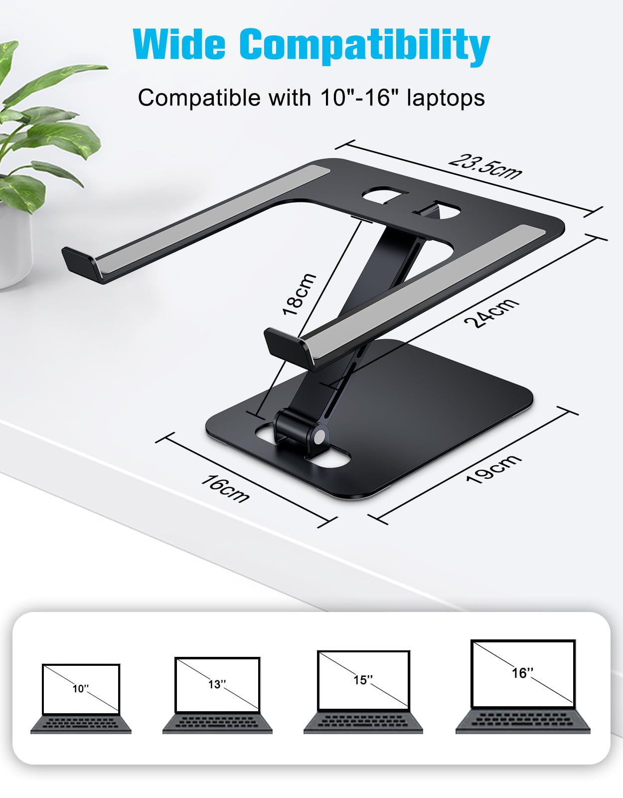 Babacom Laptop Stand - Ergonomic Foldable Adjustable Height Aluminium Alloy Riser for MacBook Air, Pro & 10-16