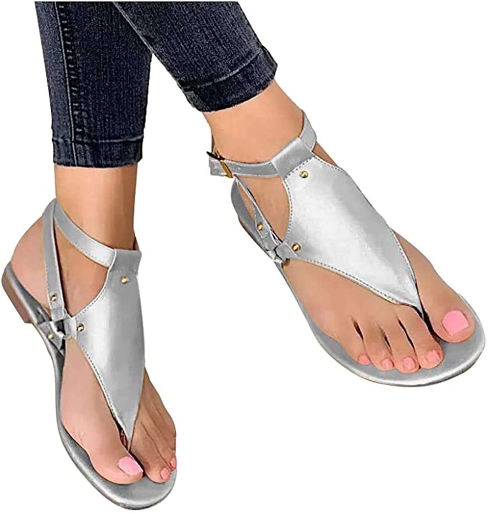 Women's Casual Strappy Flat Sandals - Summer Clip Toe Gladiator Beach Sandals & Thong Flip Flops | Comfortable Dressy Sandals for Walking, Travel, Beach & Outdoor Activities