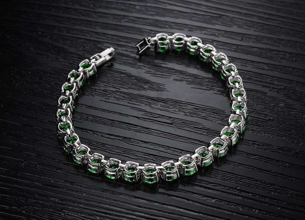 18K Gold Plated Zirconia Bracelet for Women - Green, Multicolor & Clear Cubic Zirconia Tennis Bracelet, 7.28