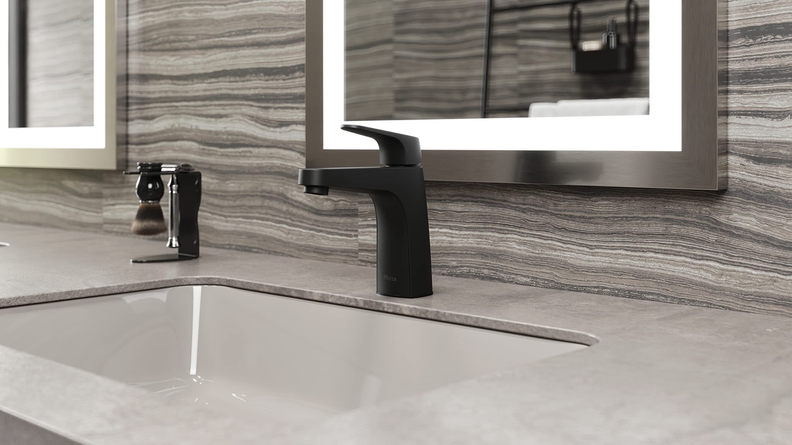 Matlock Matte Black Single Handle Bathroom Faucet - Single Hole or 3 Hole Installation with Optional Deck Plate - Modern Bathroom Vanity Sink Faucet for Home Decor (Perfect for Guest Bathrooms, Master Suites & Powder Rooms)