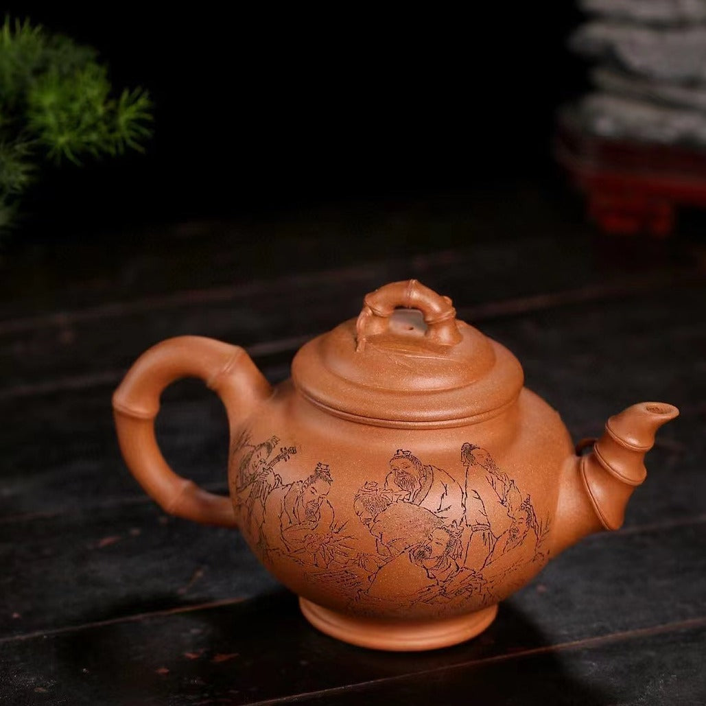 Premium Handmade Zisha Teapot - Bamboo Xiao Ying Design by Artist Mu Ming Long (Level 2 2019) | Rare Crab Yellow Duan Clay | Collector's Treasure | Perfect for Tea Ceremonies, Gifts & Home Decor