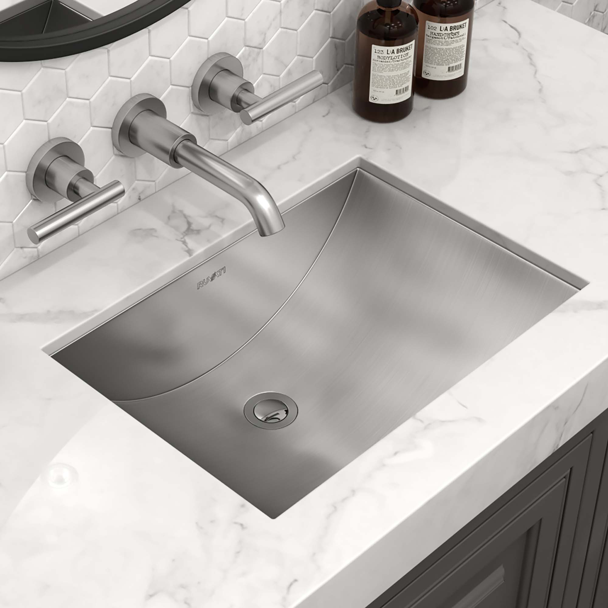 18 x 12 Inch Brushed Stainless Steel Undermount Rectangular Bathroom Sink - Perfect for Modern Vanities and Small Space Bathrooms