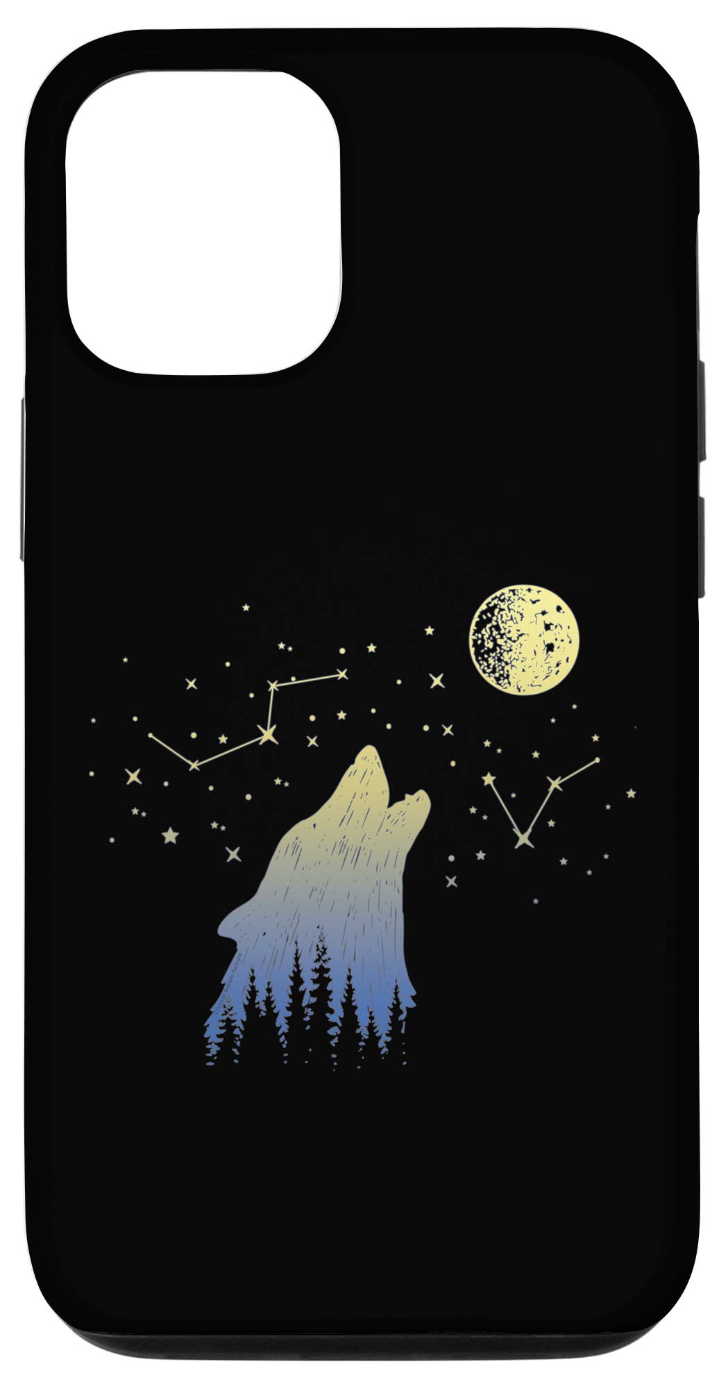 Premium Wolf Howling at Stars & Moon iPhone 12/12 Pro Case - Durable Protective Cover with Constellation Design for Outdoor Adventures & Night Sky Enthusiasts