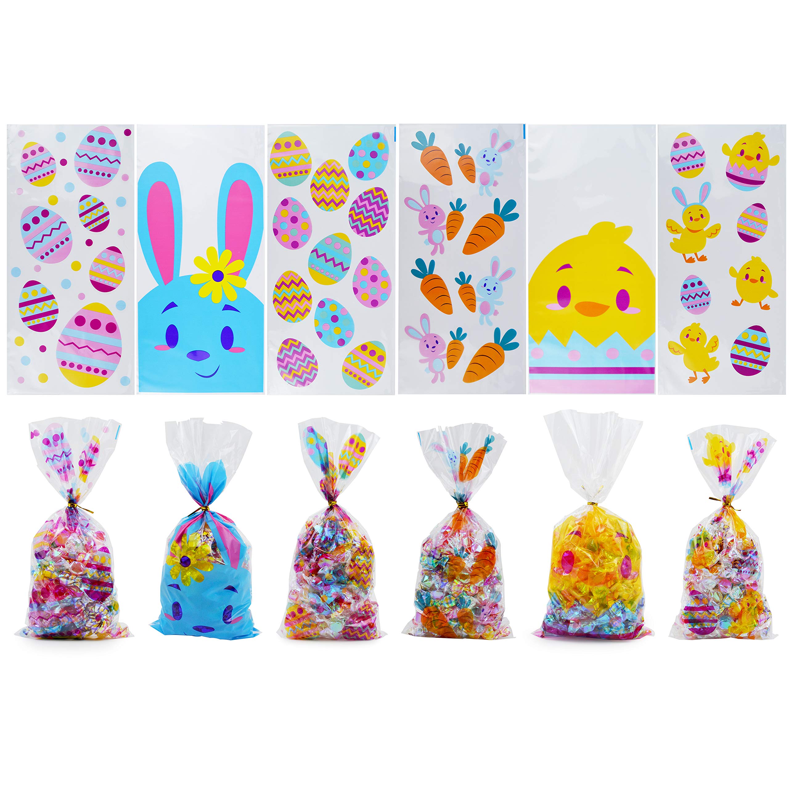 JOYIN 150 Pcs Easter Cellophane Bags with Twisted Ties - Pastel Colored Candy Treat Goodie Bags for Easter Egg Hunt, Kids Party Favors & Basket Stuffers - Perfect for Classroom Treats, Birthday Parties & Holiday Gift Wrapping