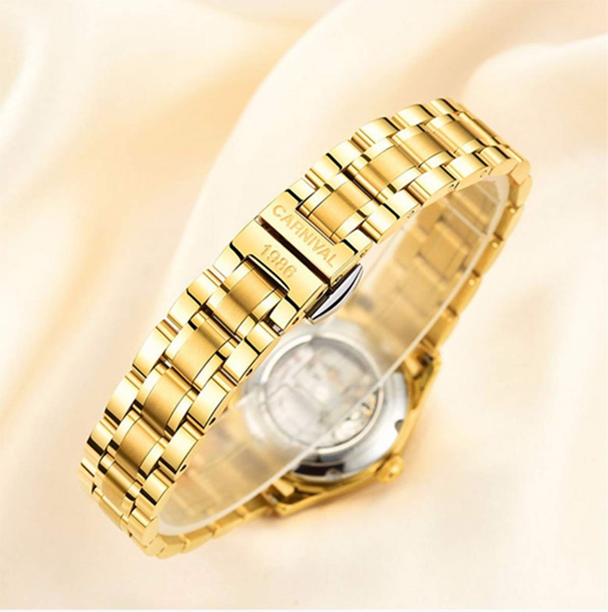 MASTOP Luxury Women's Automatic Mechanical Diamond Skeleton Watch - Waterproof Stainless Steel Dress Watch for Business & Casual Wear | Perfect for Office, Party & Everyday Use