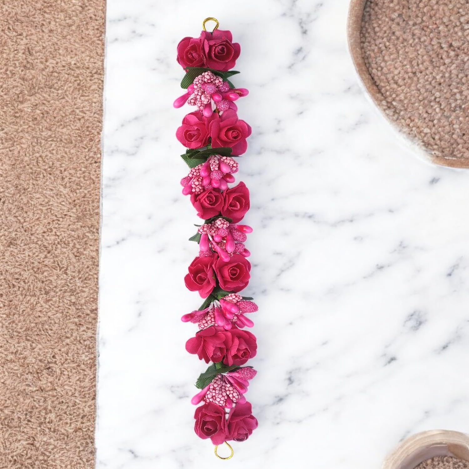 Maahal™ Stylish Juda Gajra Bun Hair Flower - Elegant Pink Bridal Hair Accessories for Weddings, Parties & Special Occasions | Perfect for Indian Brides, Sangeet & Mehendi Ceremonies