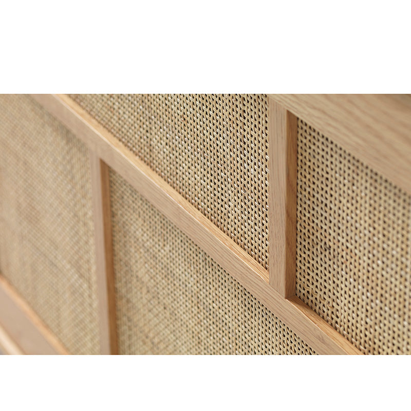 BARRALI 180cm Sideboard Buffet Cabinet - Natural Wood & Rattan Storage Console for Dining Room, Living Room, Entryway