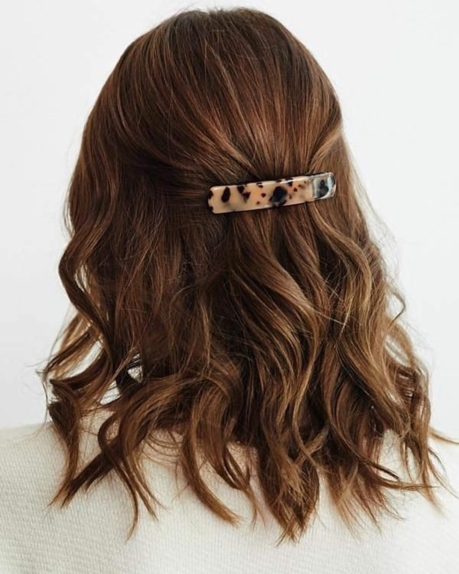 2PCS French Style Hair Barrettes - Tortoise Shell Celluloid Rectangle Hair Clips for Women - Perfect for Weddings, Parties & Everyday Elegance