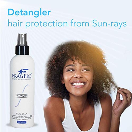 Fragrance-Free Hypoallergenic Hair Detangler & Leave-In Conditioner (8 oz, 2-Pack) - Paraben-Free, Vegan, Cruelty-Free & Gluten-Free for Sensitive Skin - Heat Protectant Styling Spray for Daily Hair Care & Detangling