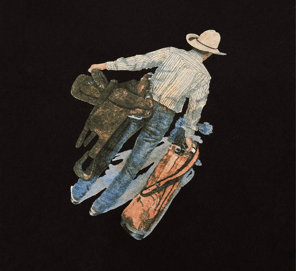 Vintage Cowboy Graphic T-Shirt for Men - Western Style Cotton Tee for Casual Wear & Country Rodeo Events