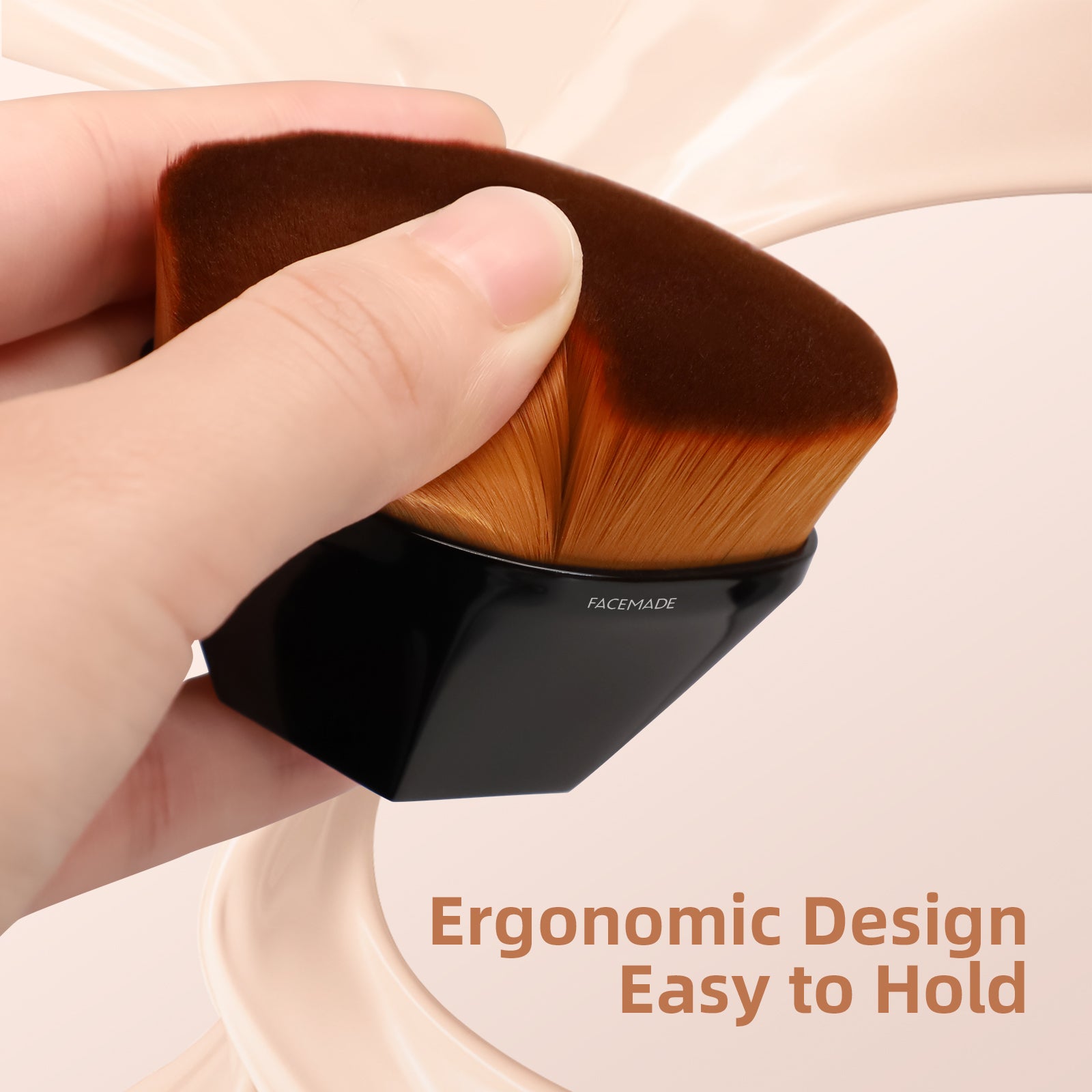 FACEMADE Professional Foundation Makeup Brush for Liquid, Cream & Powder Cosmetics | Soft Bristles for Flawless Blending | Includes Protective Travel Case | Perfect for Daily Makeup & On-the-Go Touch Ups