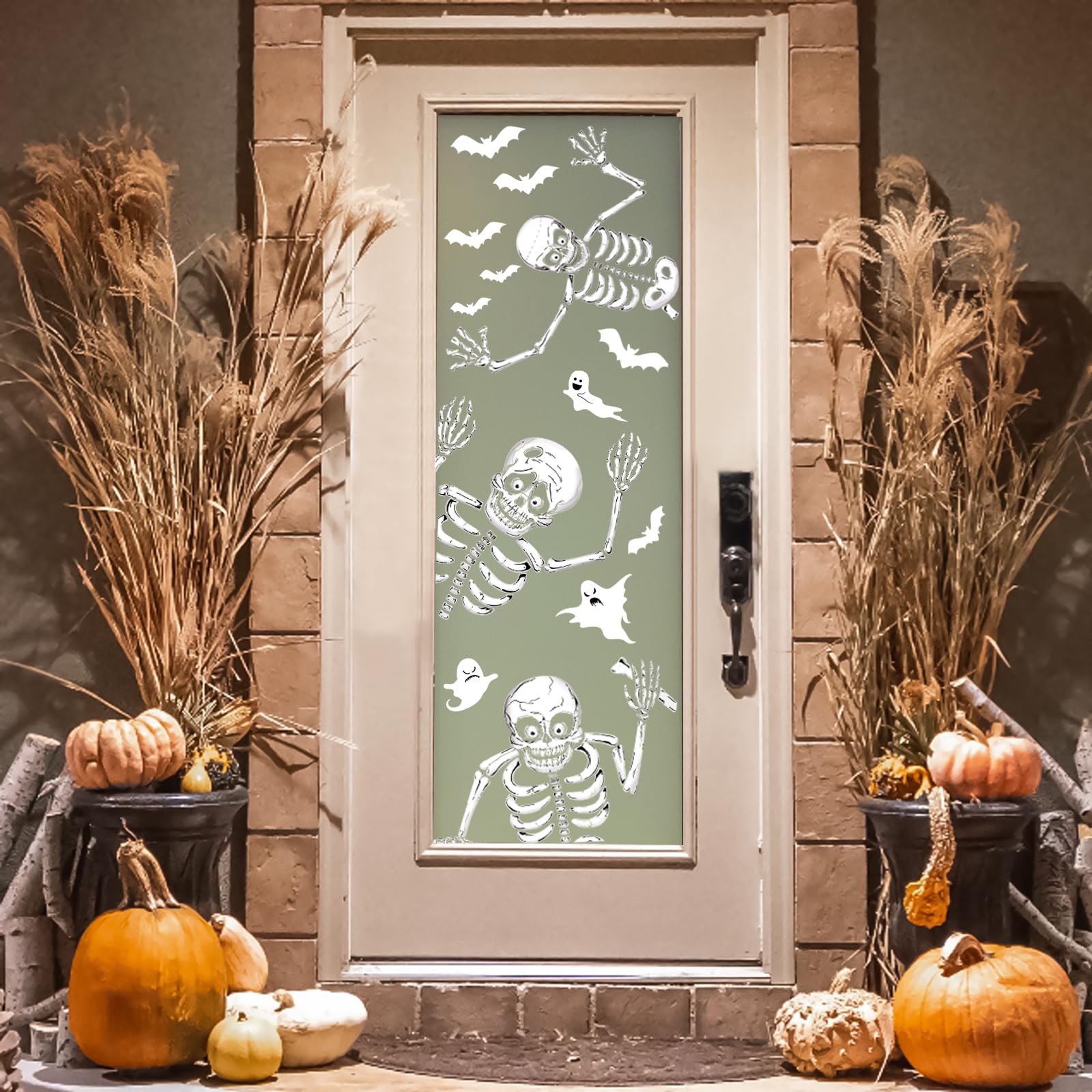 Halloween Window Clings Stickers - Spooky Skeleton Decorations for Glass, Windows & Walls | Indoor Halloween Decor for Home, Office & Party
