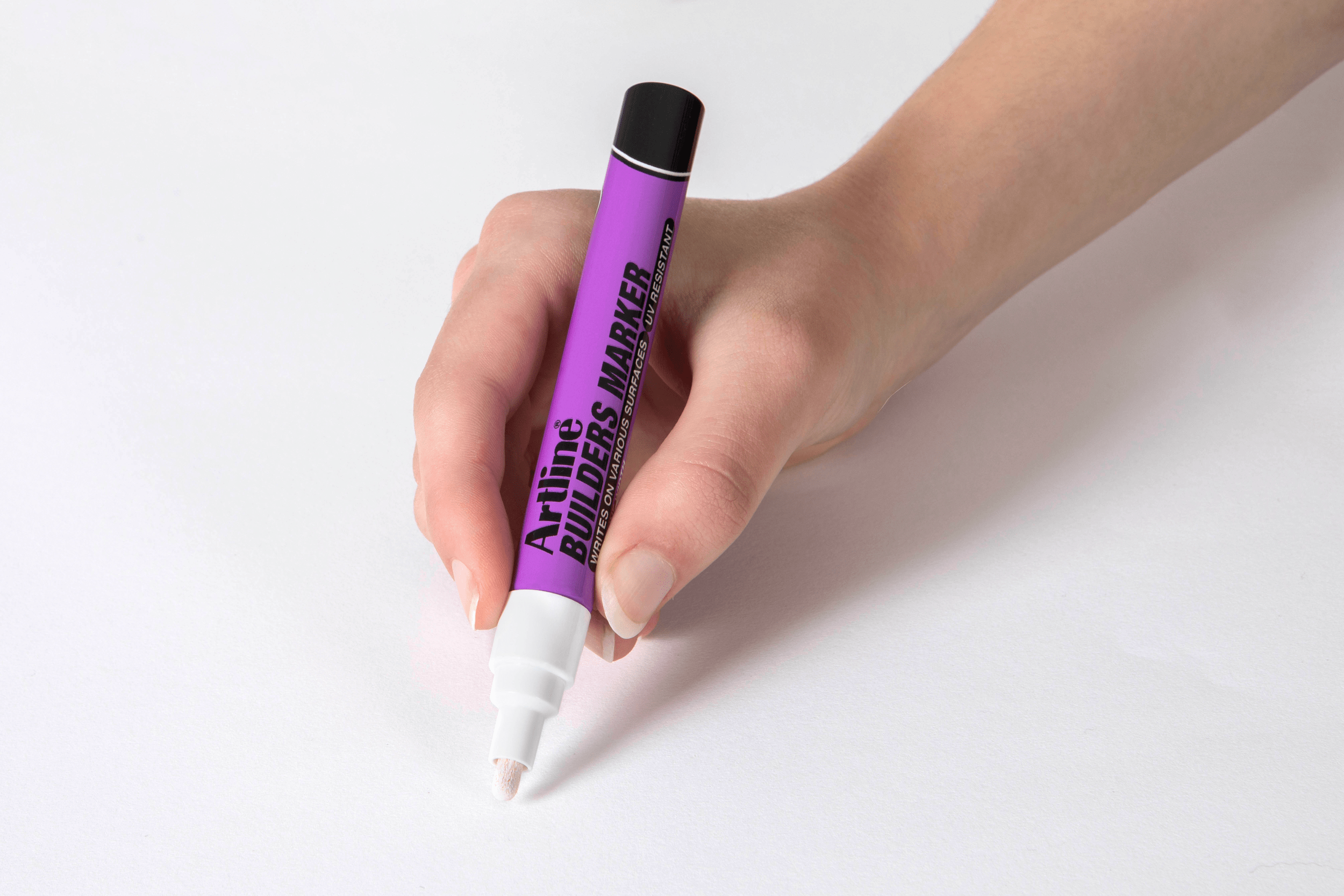 Artline Builders Permanent Marker Bullet Tip White - 12 Pack - Industrial-Grade Markers for Construction, Labeling & DIY Projects