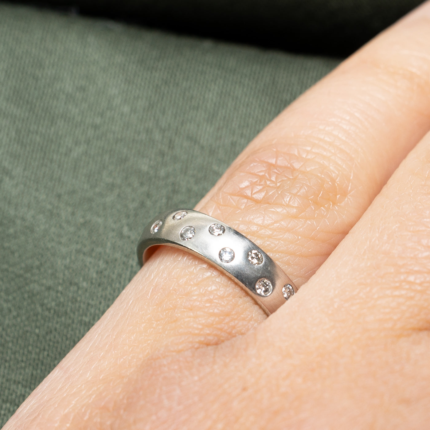 0.16ctw Scattered Flush Set Diamond Band Ring - Size 5.25 | Elegant Wedding, Anniversary & Engagement Jewelry for Women | Perfect Gift for Her