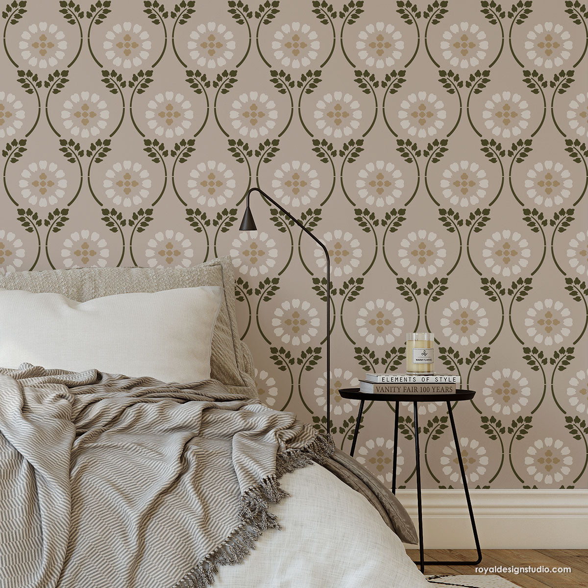 Charlotte Country Floral Trellis Wall Stencil - Reusable DIY Painting Template for Home Decor, Furniture & Craft Projects - Perfect for Bedroom, Nursery, Living Room Accent Walls