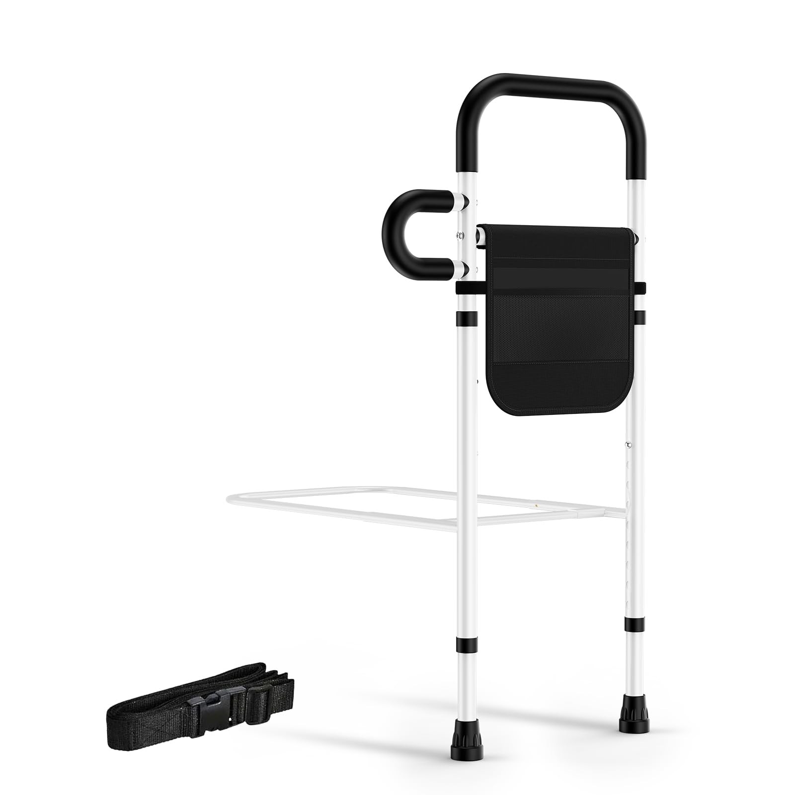 Adjustable Bed Rails for Elderly Adults - Safety Bed Assist Handles for Full Size Beds, Portable Bed Cane with Storage Pocket, Supports 300 Lbs - Easy Setup for Bedside Safety & Stability - Ideal for Seniors, Post-Surgery Recovery & Home Care Assistance