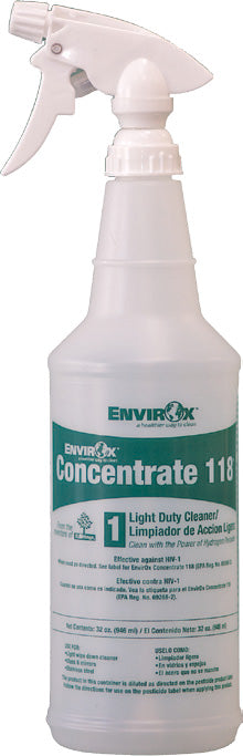 EnvirOx Green Trigger Spray Bottle - 118 Light Duty Dilution for Cleaning & Disinfecting | Perfect for Home, Office & Commercial Use