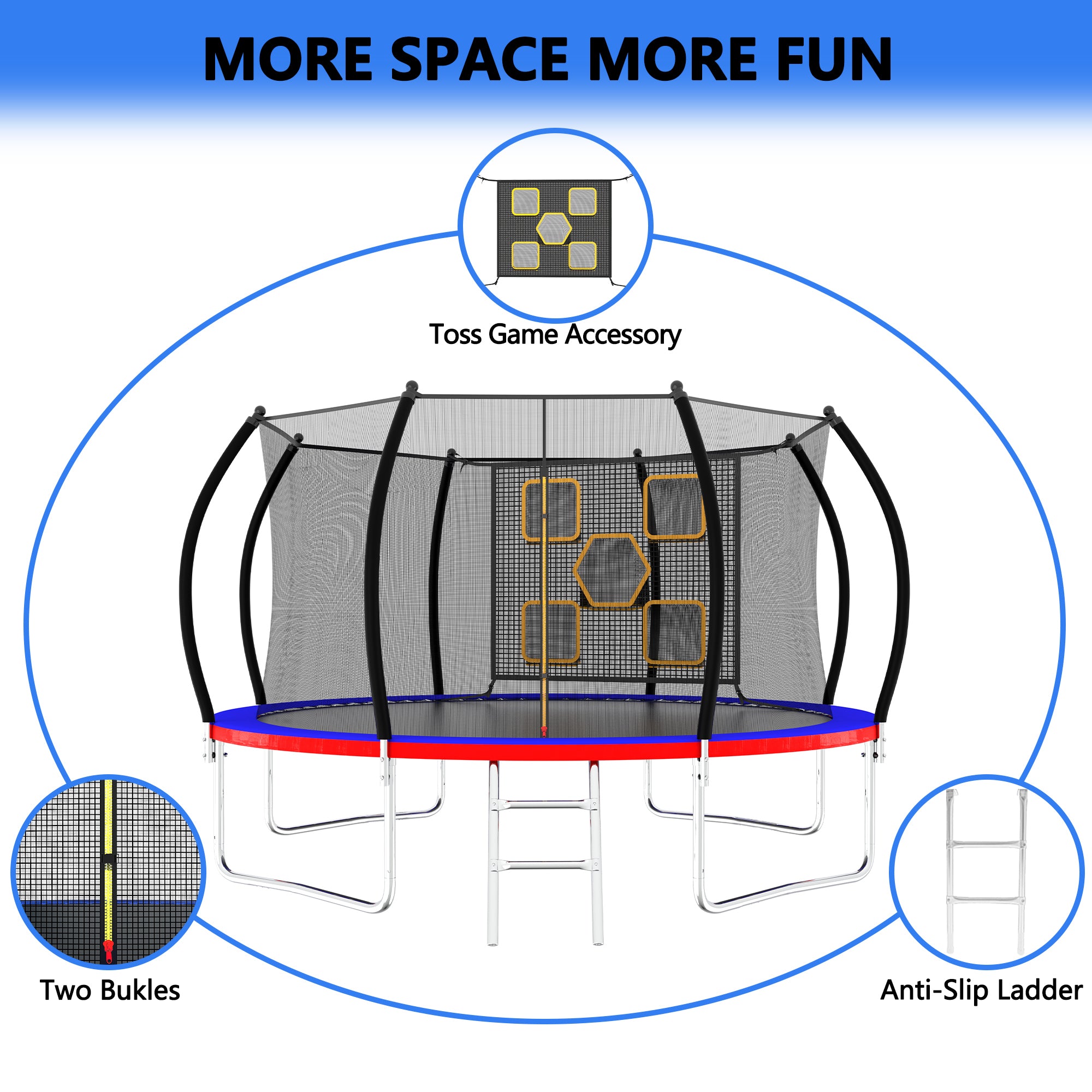14FT Trampoline for Kids & Adults - Outdoor Round Trampoline with Safety Enclosure Net & Ladder - ASTM Approved Heavy Duty Backyard Trampoline for Family Fun, Exercise & Recreation