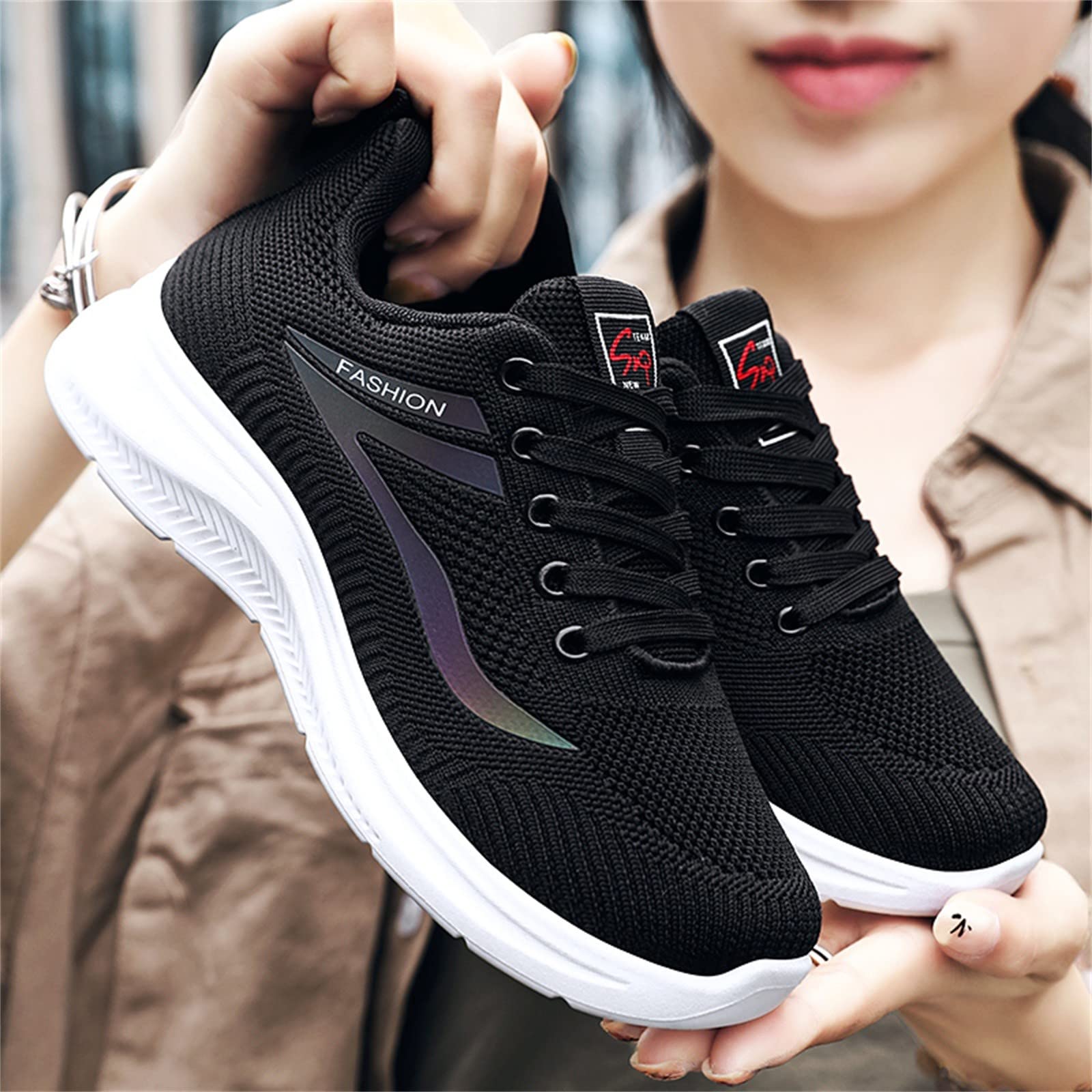 Women's Wedge Heel Sports Shoes - Breathable Lightweight Cushioned Trainers for Running, Walking & Fitness | Comfortable Summer Casual Shoes for Outdoor Activities & Gym Workouts