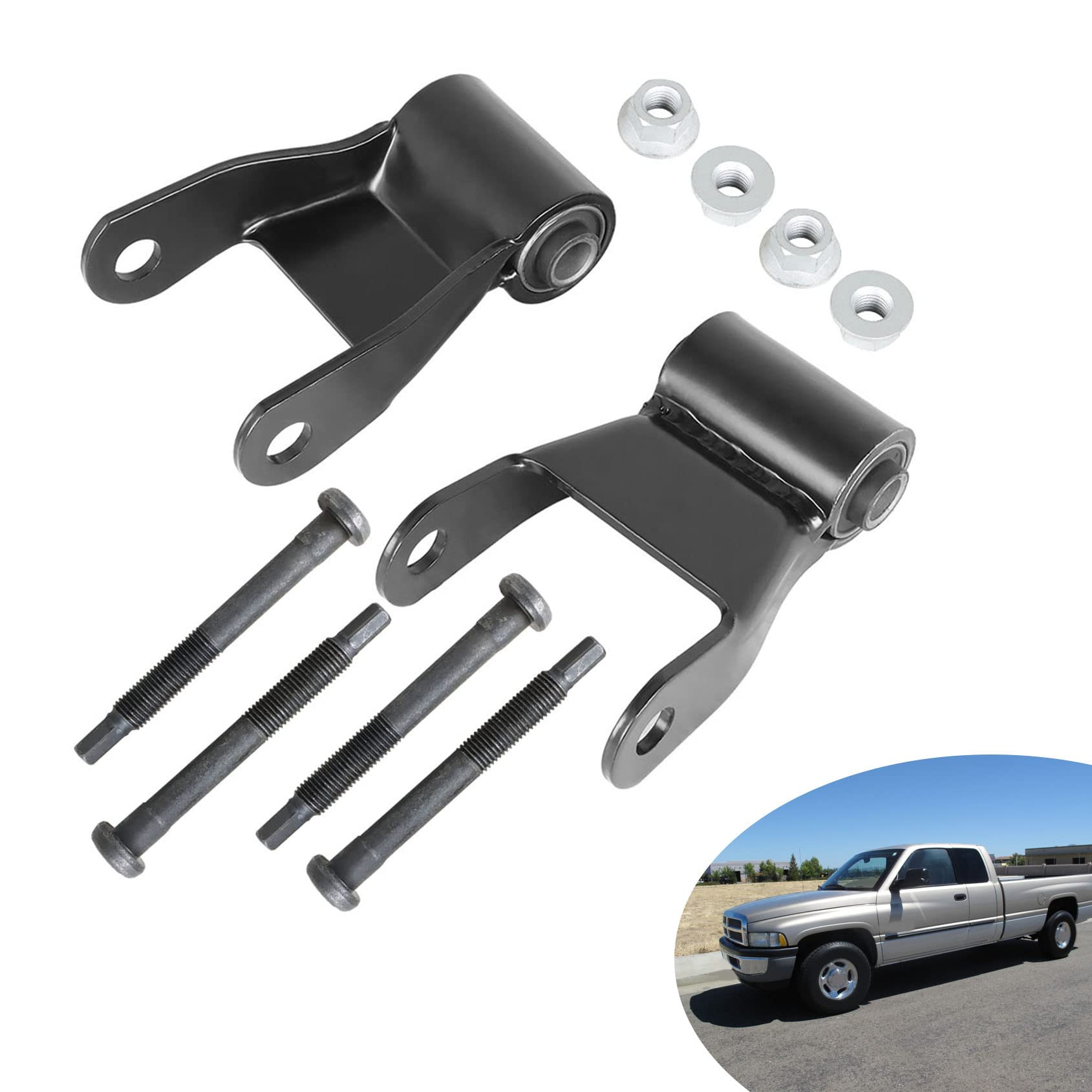 1994-2002 Dodge Ram 2500 3500 Rear Leaf Spring Shackle Replacement Kit - 3 Inch Wide Heavy Duty Suspension Upgrade for Off-Road & Towing | Fits 722022 Models