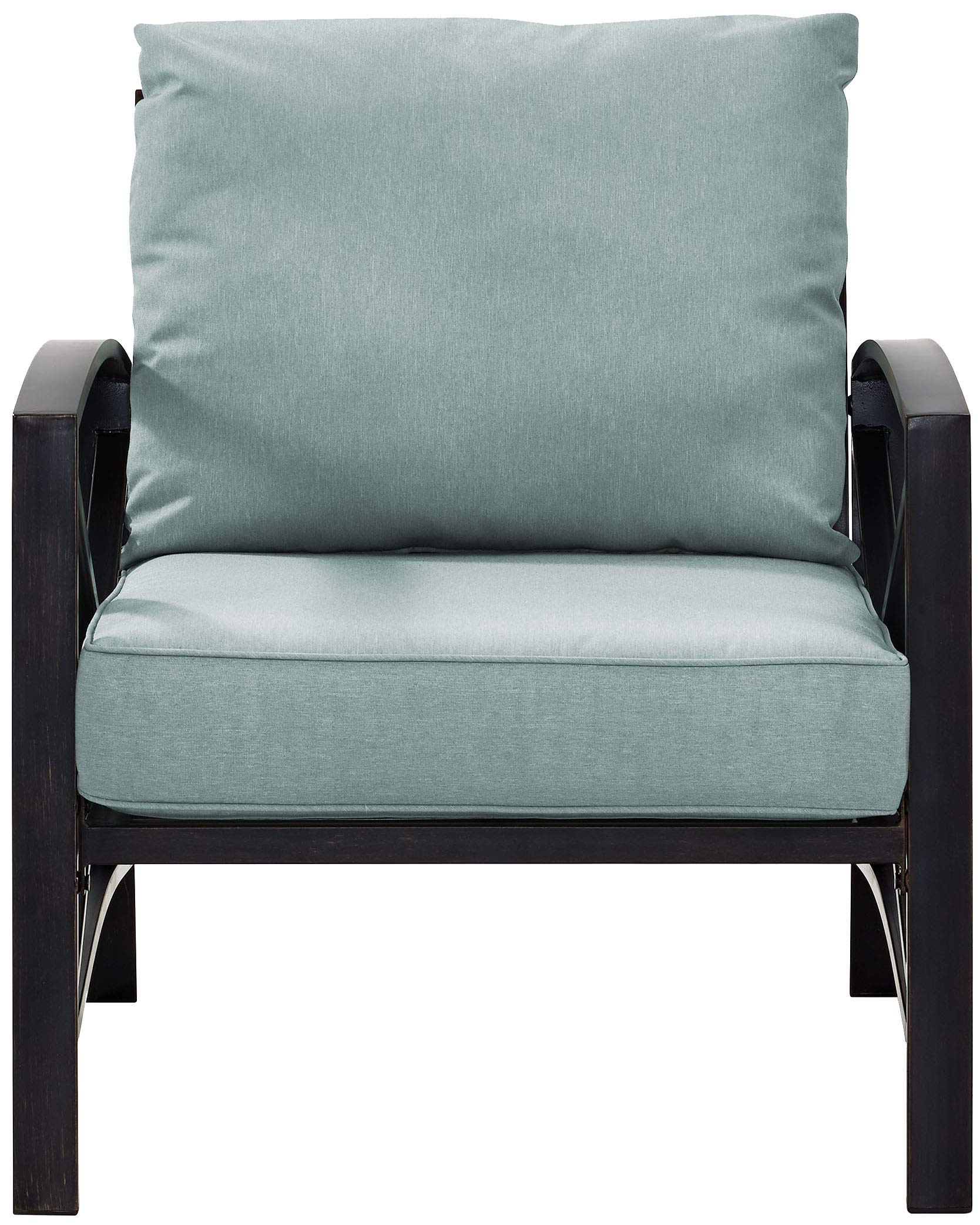 Crosley Furniture Kaplan Outdoor Patio Chair - Oiled Bronze Finish with Mist Cushions - Perfect for Conversation Sets, Porch, Deck, Balcony, Backyard & Garden Relaxation