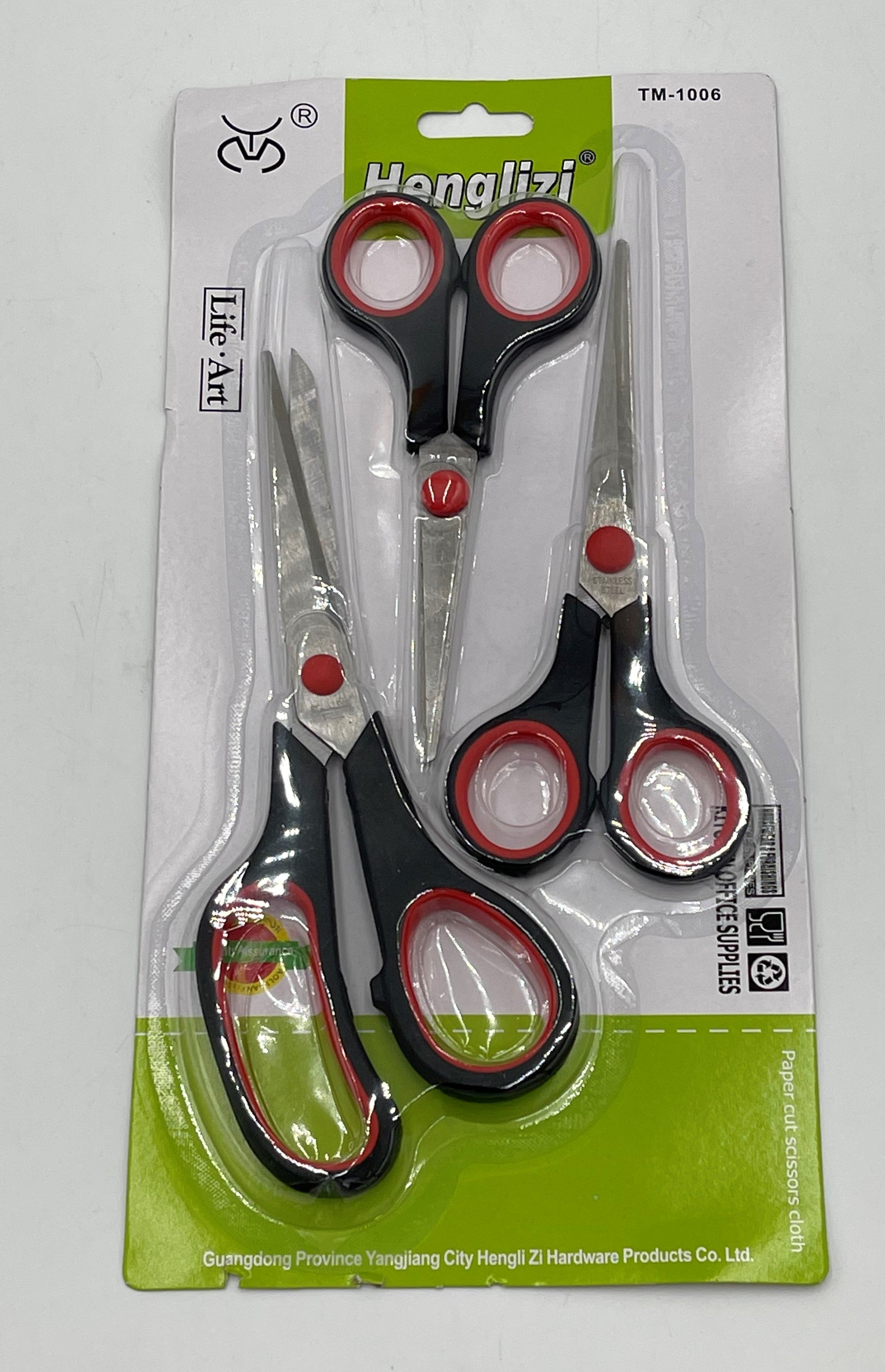 3-Piece Scissors Set - Stainless Steel Kitchen Shears, Craft Scissors & Household Utility Scissors - Perfect for Cooking, Sewing, Office & Home Use