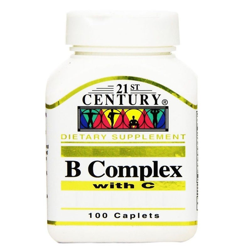 21st Century B Complex with Vitamin C Caplets - 100 Count | Energy & Immune Support Supplement | Boost Metabolism & Vitality for Active Lifestyles