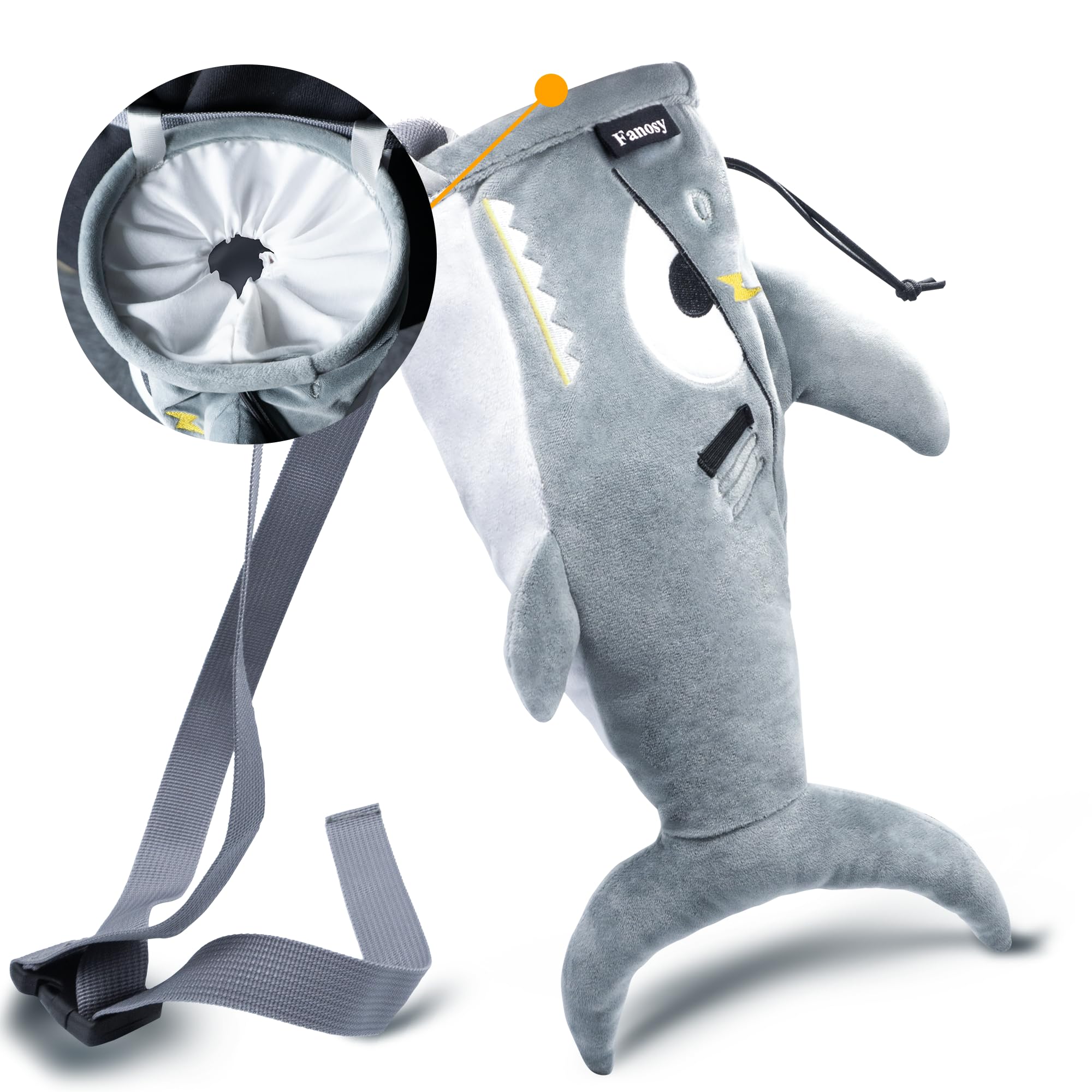 Shark Chalk Bag for Rock Climbing - Animal Adventure Edition | Chalk Pouch for Gym Training & Bouldering | Perfect Sports Gift for Adults, Kids & Teens (Gray) | Ideal for Indoor Climbing Gyms & Outdoor Adventures