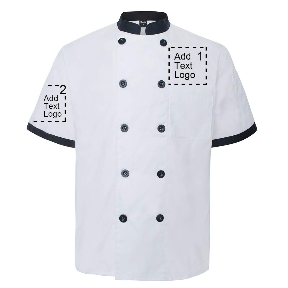 TopTie Custom Chef Coat - Short Sleeve Professional Chef Jacket with Heat Transfer & Embroidery - Personalized Kitchen Uniform for Chefs & Culinary Students - Perfect for Restaurants, Cooking Classes & Catering Events