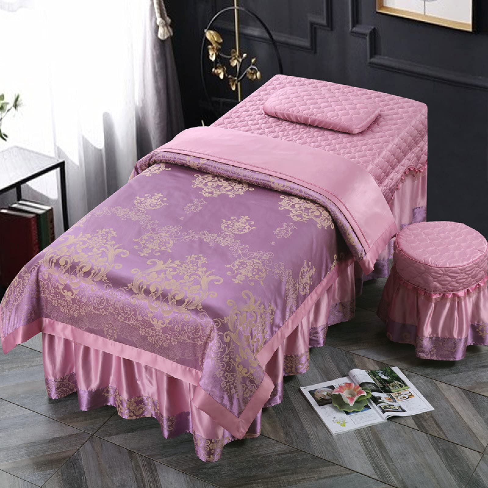 Premium Massage Table Cover Set - 4-Piece Fitted Duvet for Beauty Salon & Physiotherapy (190x80cm, Purple Sand) - Ideal for Spa Treatments, Facial Beds & Professional Massage Therapy