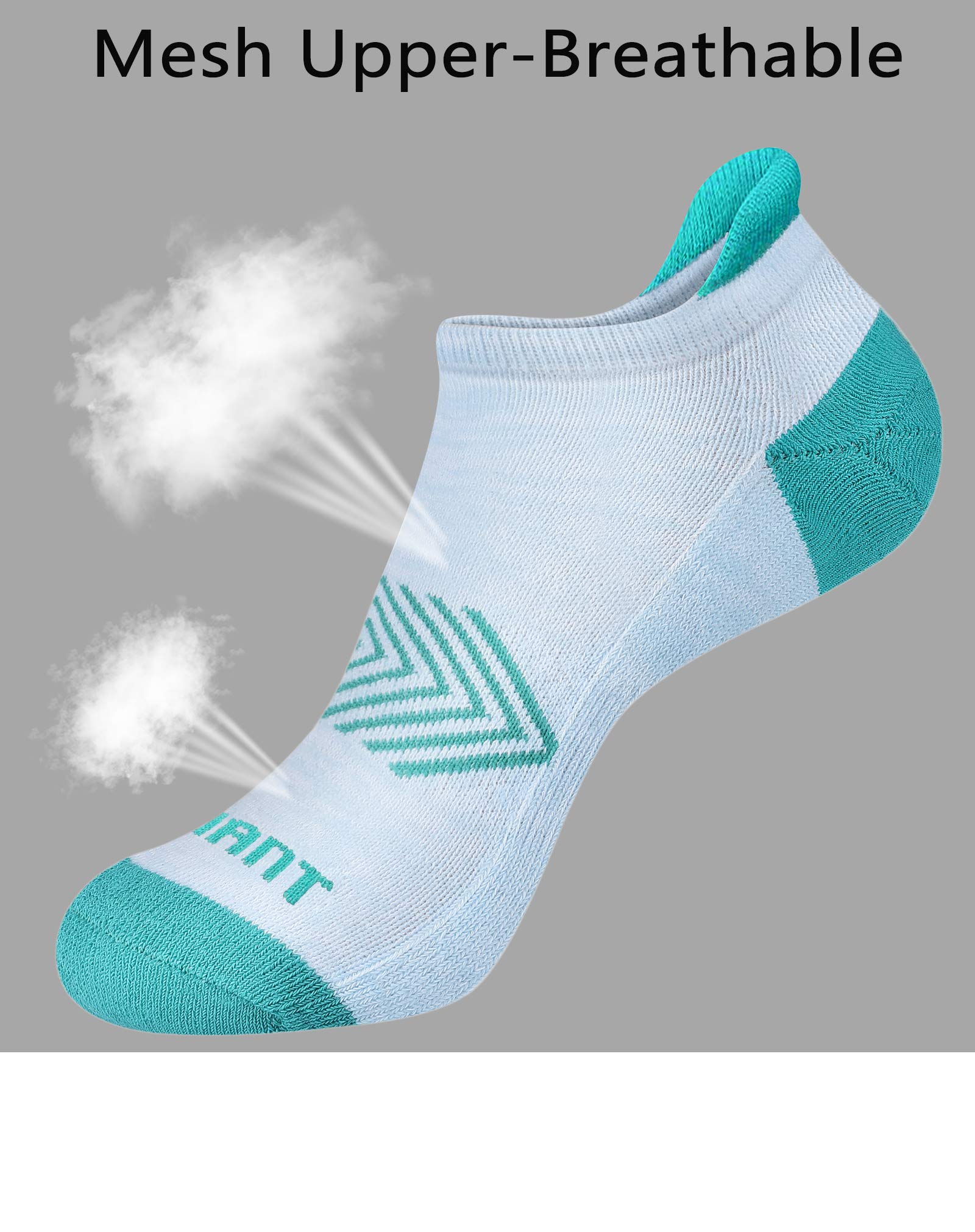 BULLIANT Women's Athletic Socks 6-Pack - No Show Cushioned for Running & Walking with Arch Support - Gym & Daily Wear